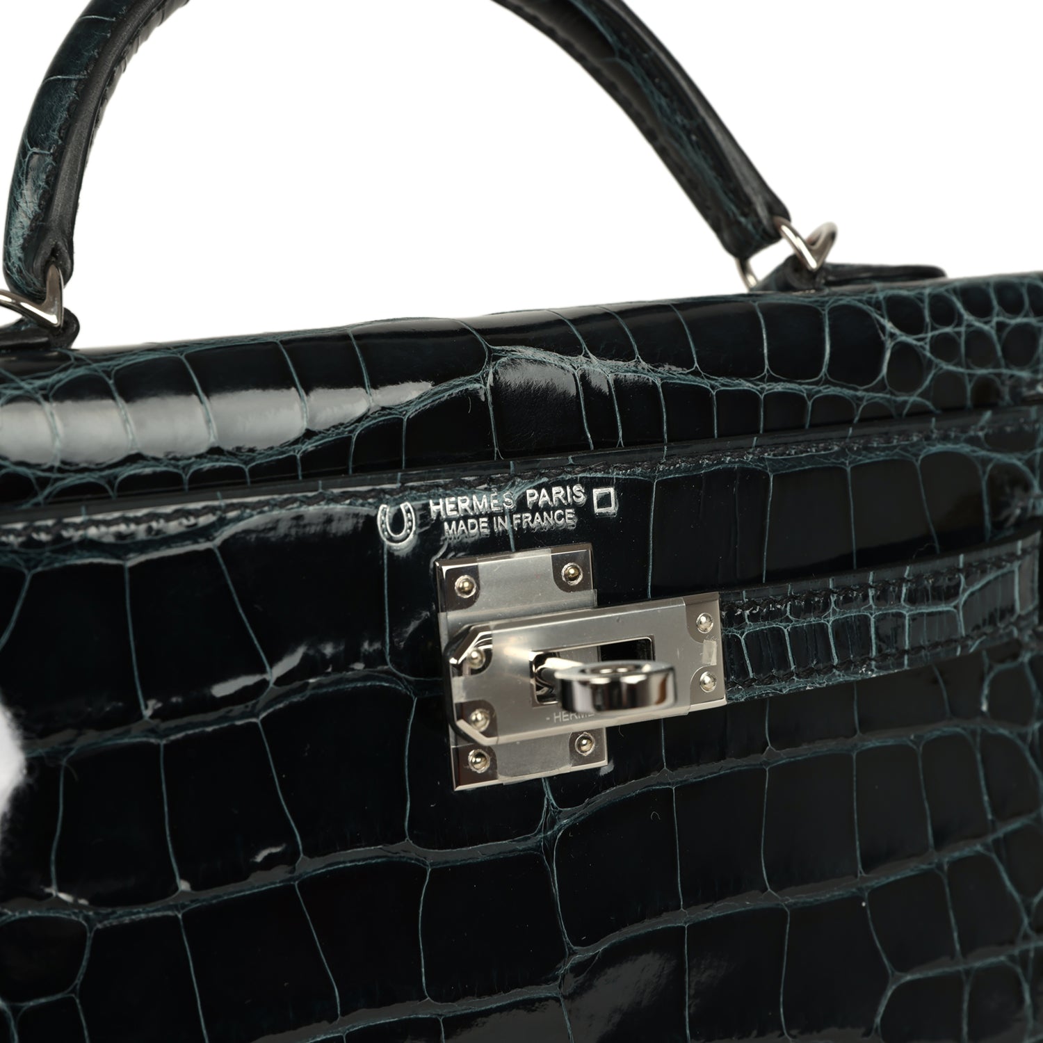 Pre-owned Hermes Special Order (HSS) Kelly Sellier 20 Vert Rousseau Verso Shiny Alligator Mississippiensis Palladium Hardware