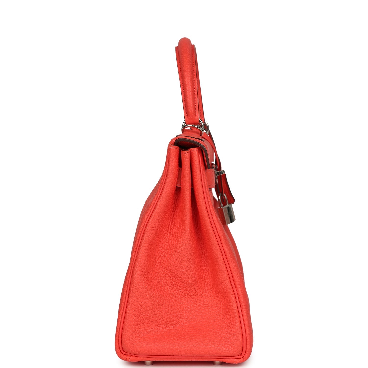 Pre-owned Hermes Kelly Retourne 28 Rose Texas Clemence Palladium Hardware