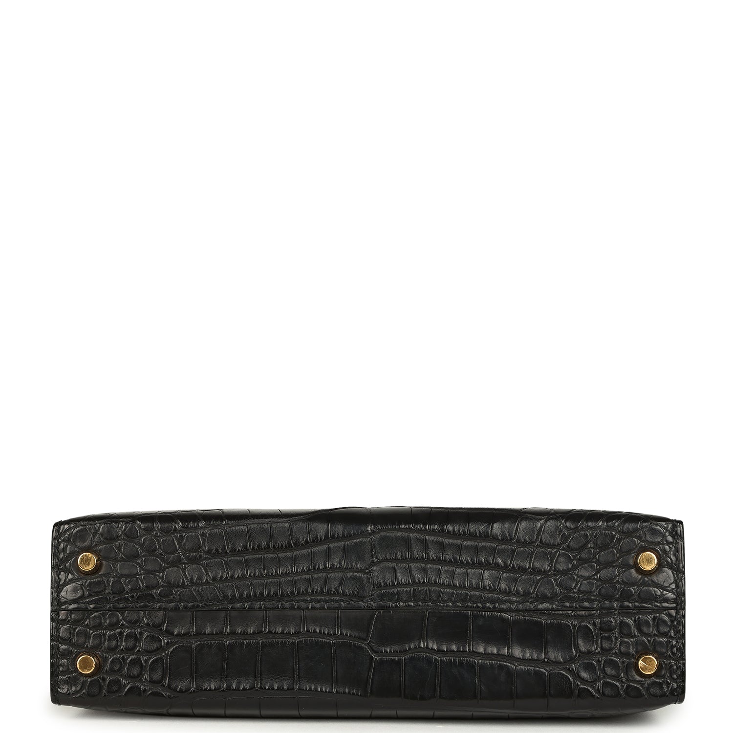 Pre-owned Hermes Kelly Sellier 20 Black Matte Alligator Gold Hardware