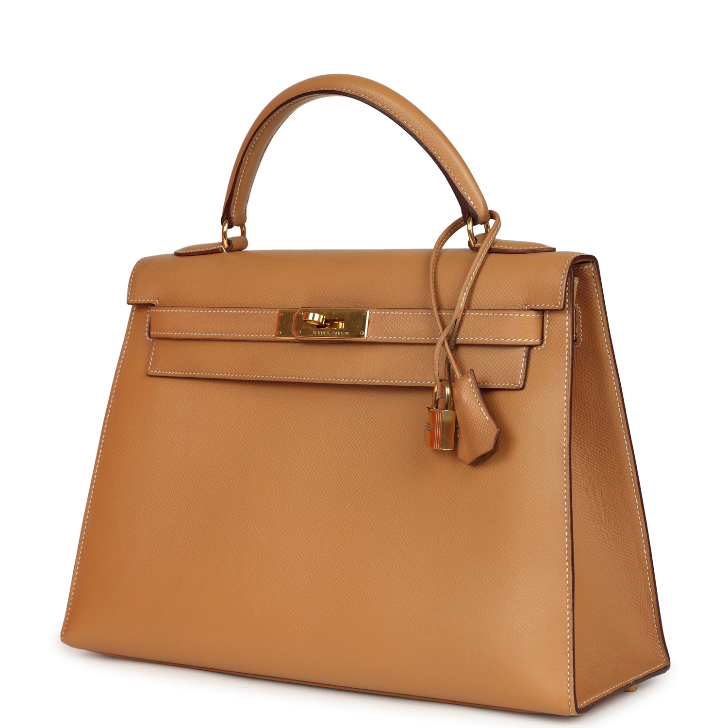 Vintage Hermes Sellier Kelly 32 Naturel Courchevel Gold Hardware