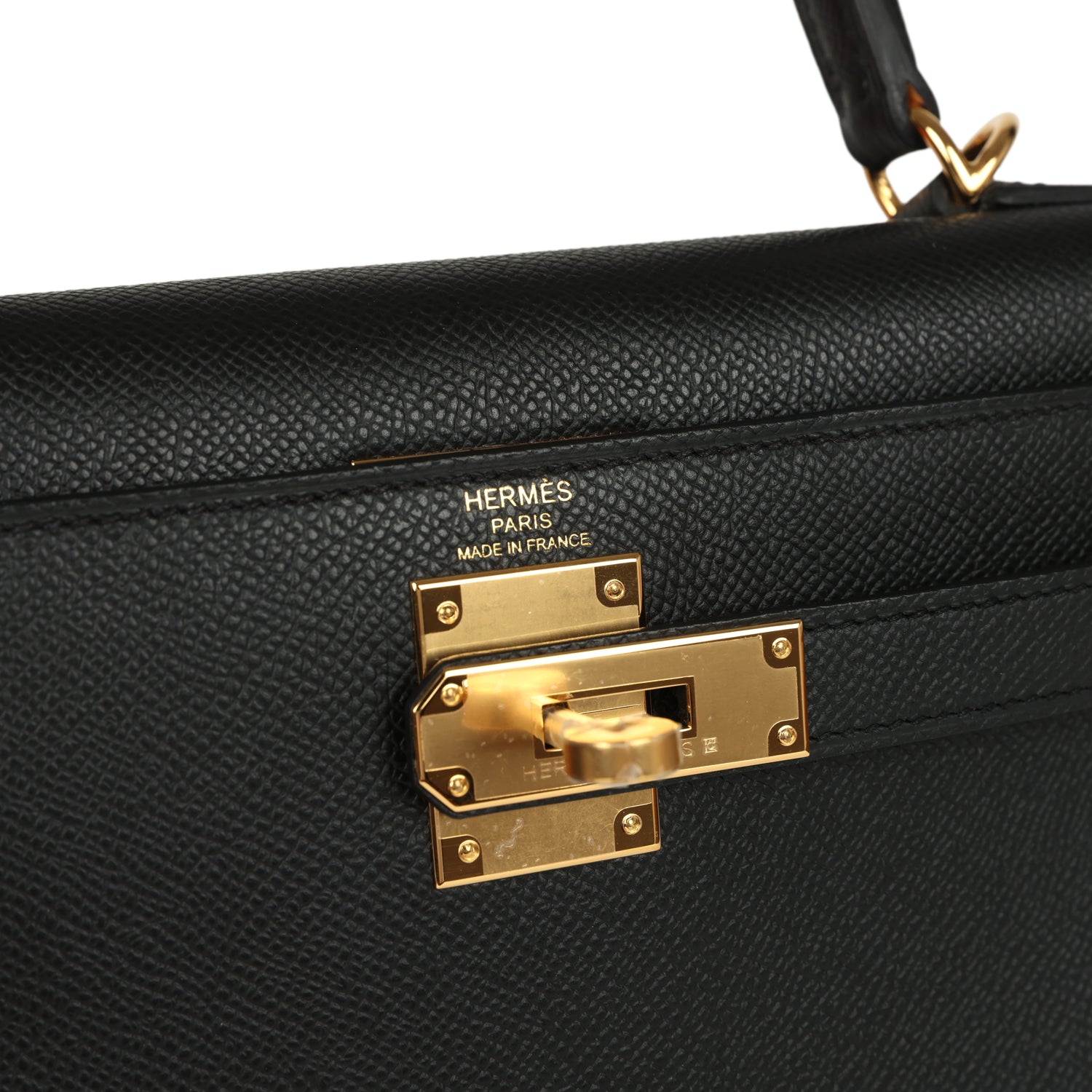 Hermes Kelly Sellier 28 Black Epsom Gold Hardware