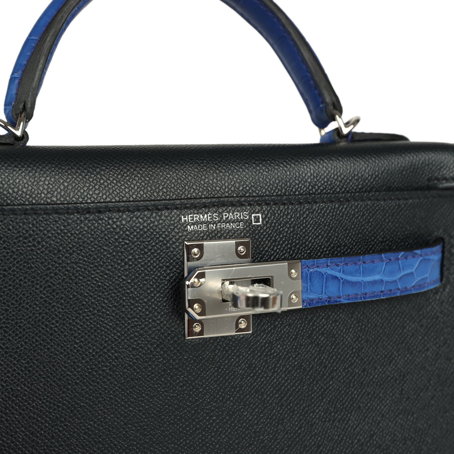 Hermes Kelly Sellier 20 Bleu De Minuit Madame and Bleu Electric Matte Alligator Mississippiensis Touch Palladium Hardware