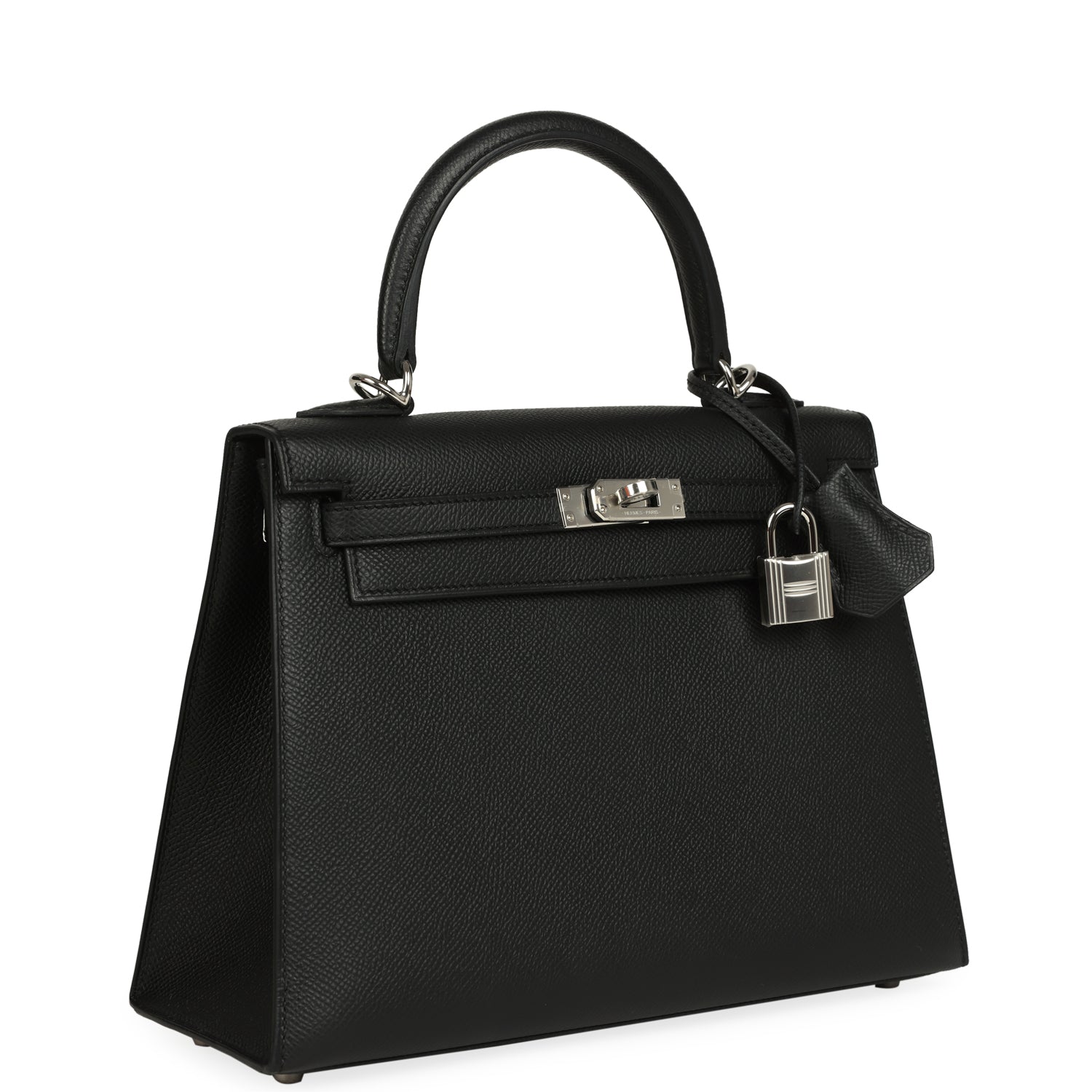 Hermes Kelly Sellier 25 Black Epsom Palladium Hardware