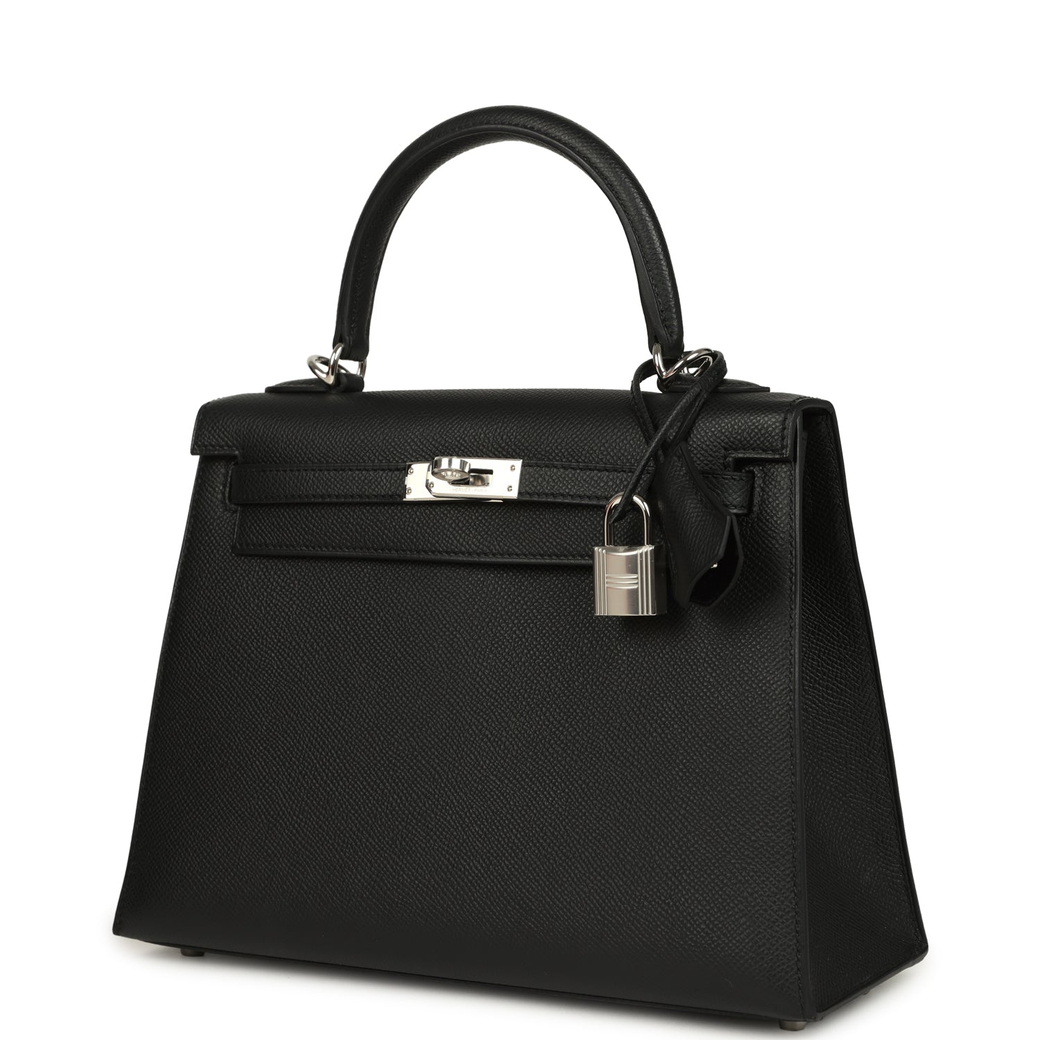 Hermes Kelly Sellier 25 Black Epsom Palladium Hardware