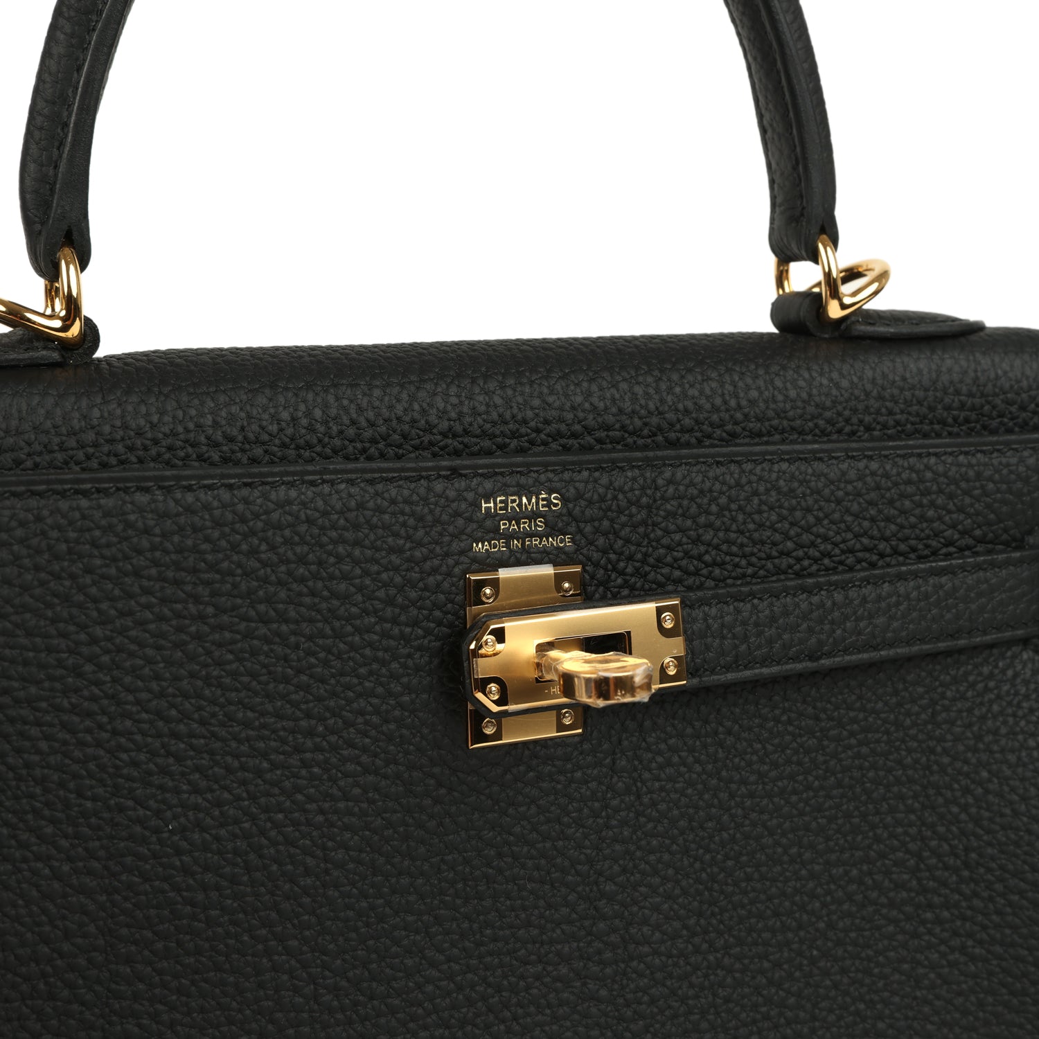 Hermes Kelly Retourne 25 Black Togo Gold Hardware