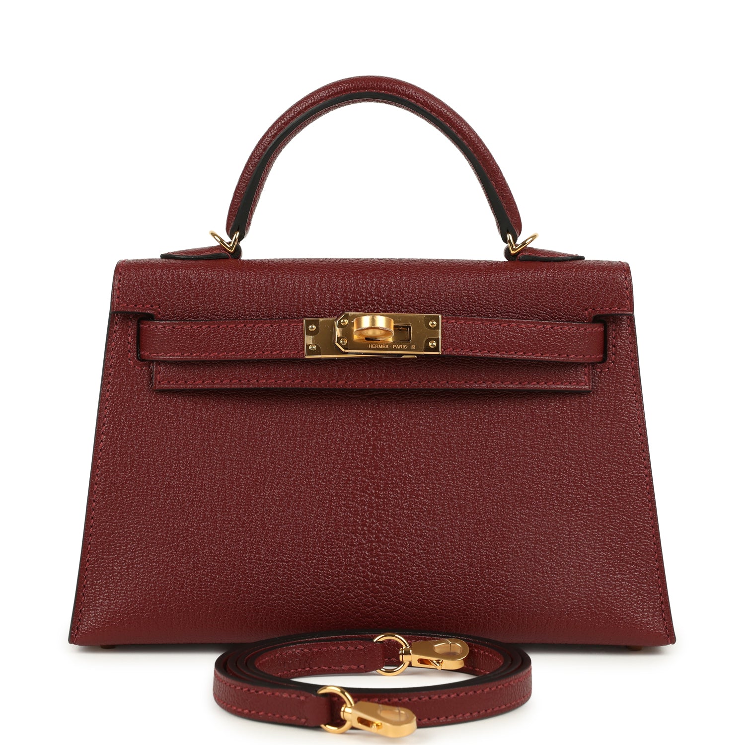 Hermes Special Order (HSS) Kelly Sellier 20 Rouge H Verso Chevre Mysore Gold Hardware