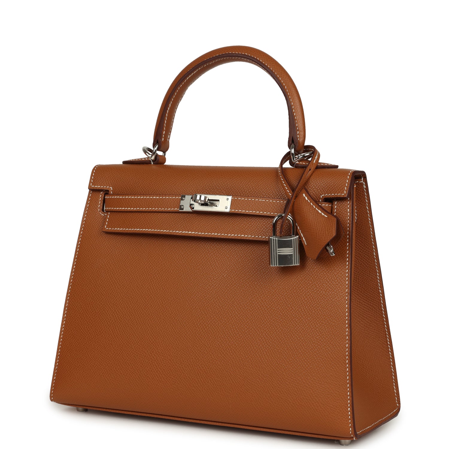 Pre-owned Hermes Kelly Sellier 25 Gold Epsom Palladium Hardware