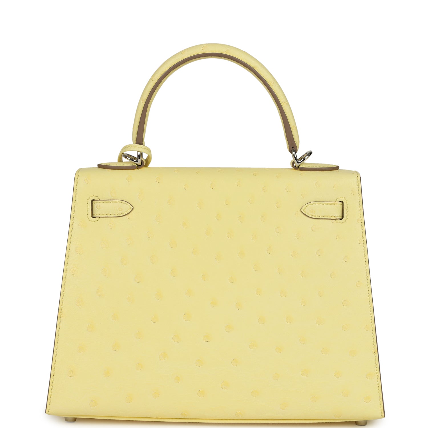 Hermes Kelly Sellier 25 Limoncello Ostrich Palladium Hardware