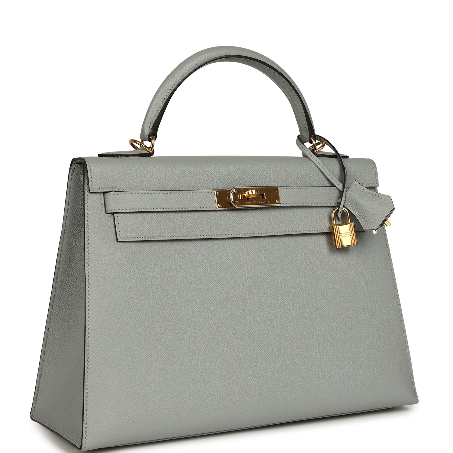 Pre-owned Hermes Kelly Sellier 32 Bleu Glacier Epsom Gold Hardware