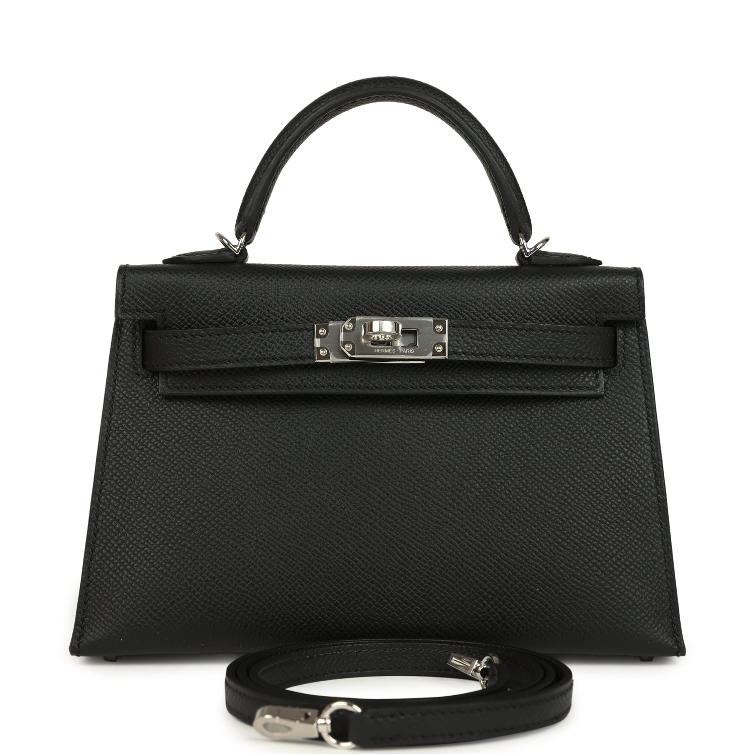 Hermes Kelly Sellier 20 Black Epsom Palladium Hardware