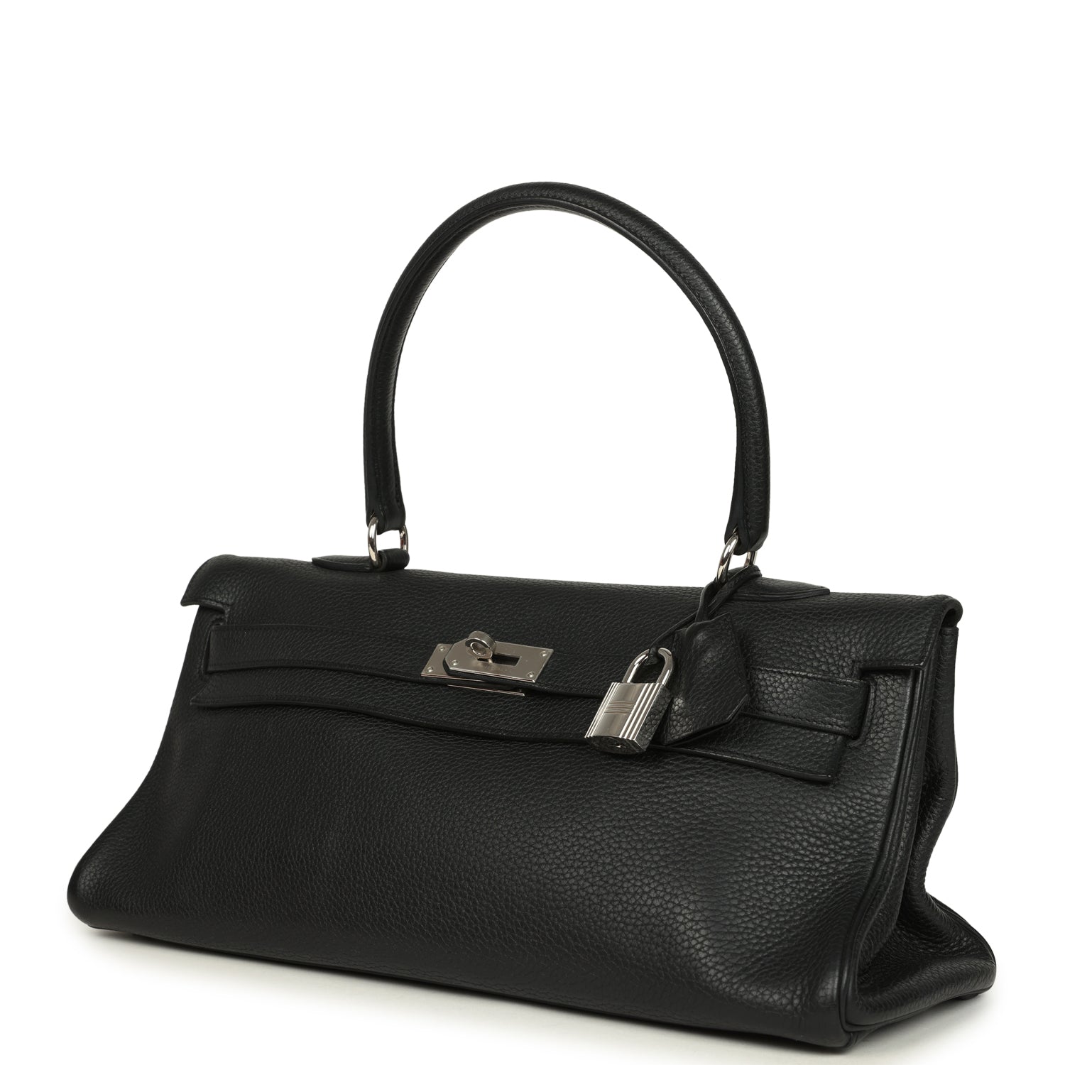 Vintage Hermes Shoulder Kelly 42 JPG Black Clemence Palladium Hardware