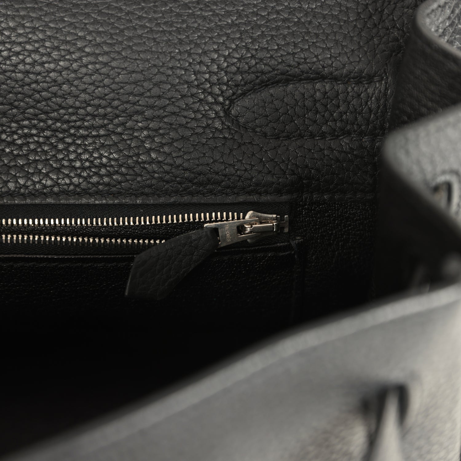 Vintage Hermes Shoulder Kelly 42 JPG Black Clemence Palladium Hardware