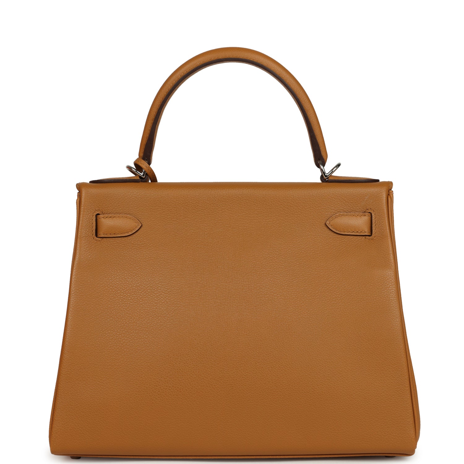 Pre-owned Hermes Kelly Retourne 28 Caramel Verso Evercolor Palladium Hardware