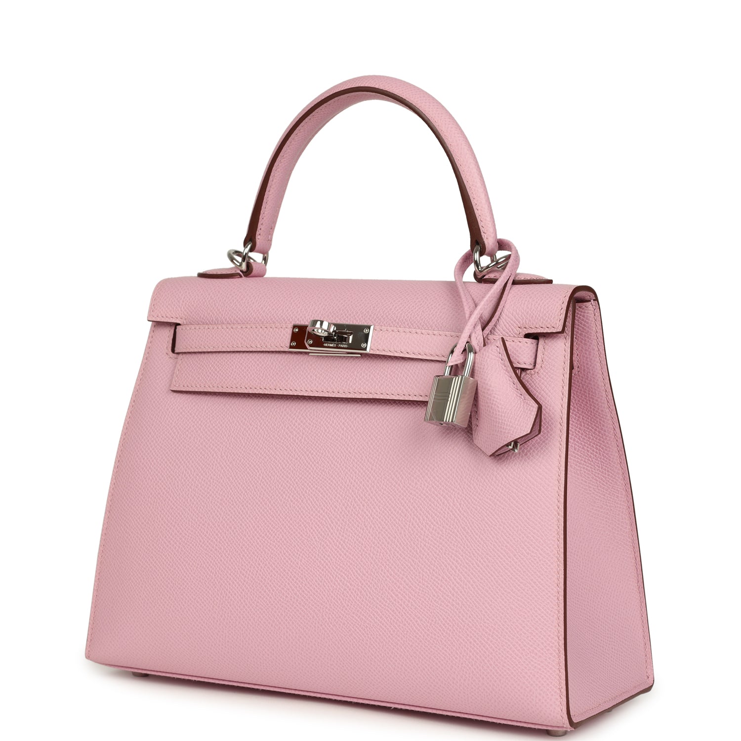 Pre-owned Hermes Kelly Sellier 25 Mauve Sylvestre Epsom Palladium Hardware