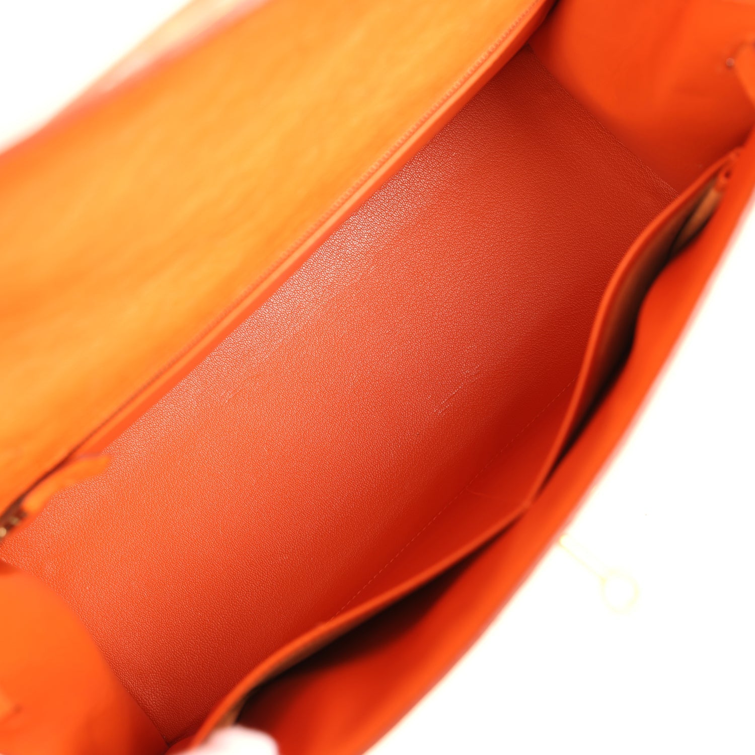 Vintage Hermes Kelly Sellier 32 Orange Ostrich Gold Hardware