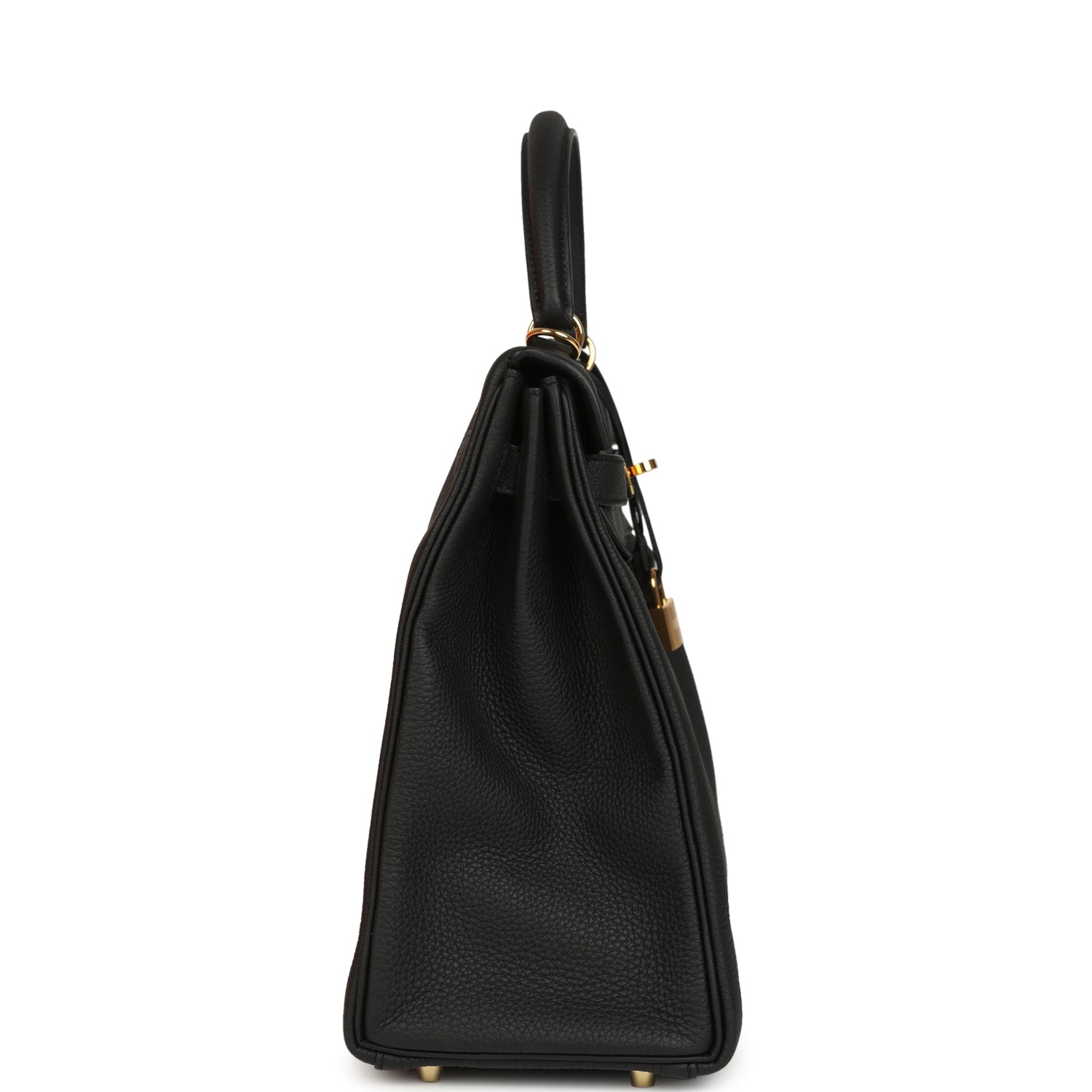 Pre-owned Hermes Kelly Retourne 35 Black Togo Gold Hardware