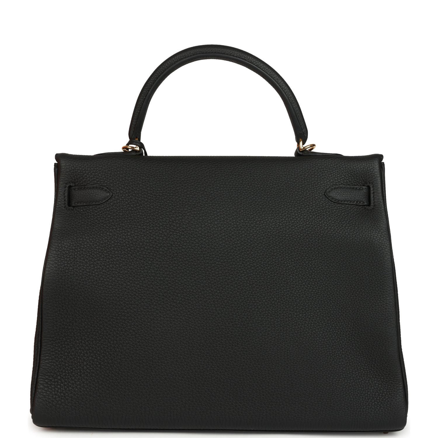 Pre-owned Hermes Kelly Retourne 35 Black Togo Gold Hardware