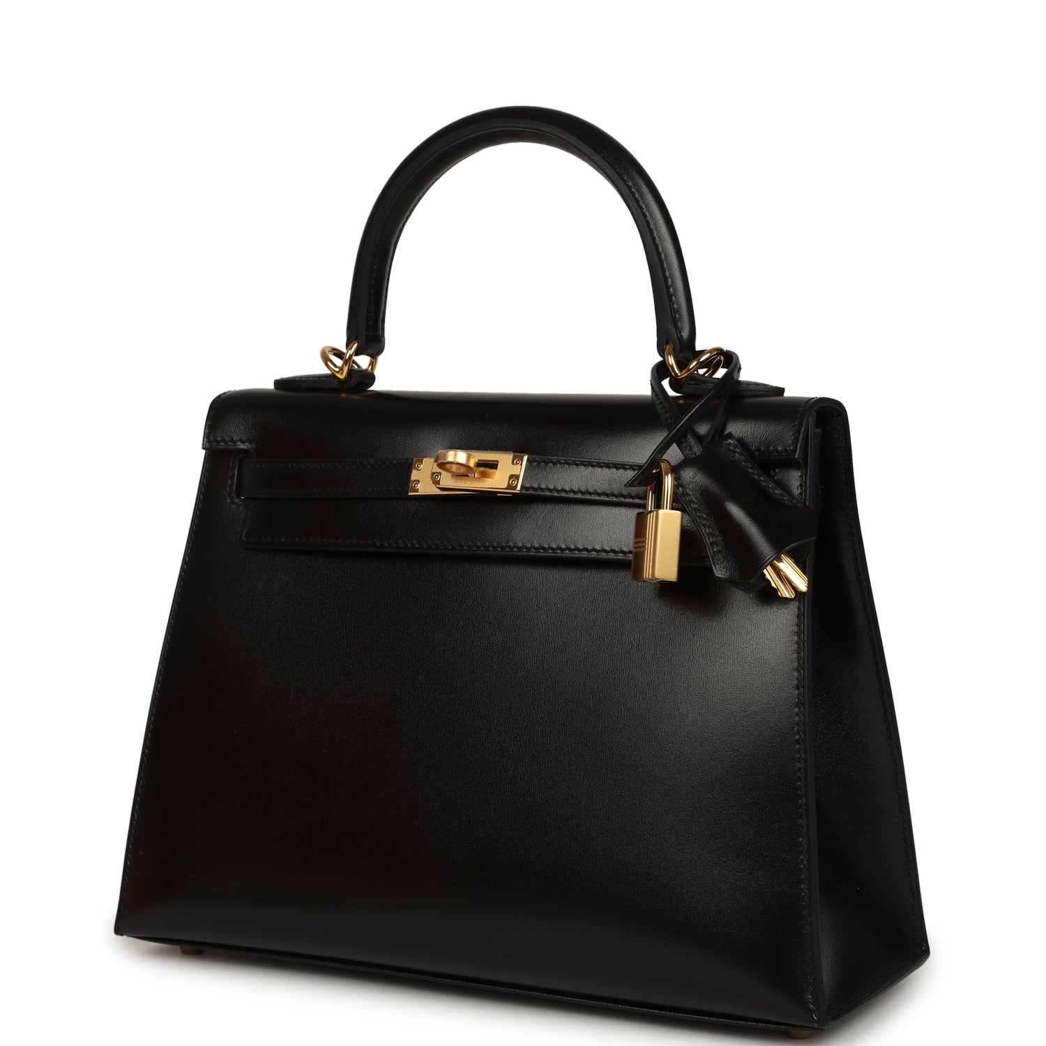 Hermes Kelly Sellier 25 Black Box Gold Hardware