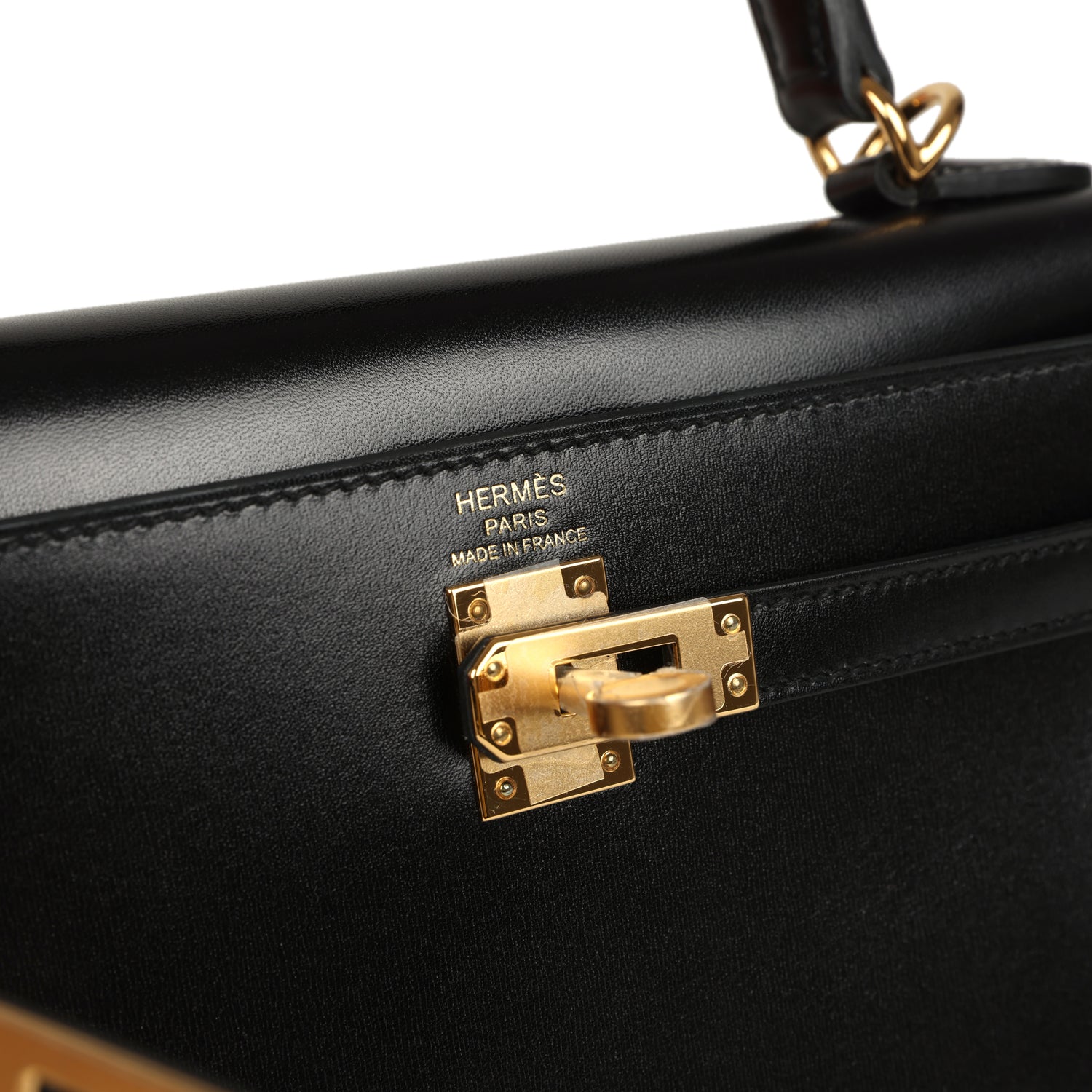 Hermes Kelly Sellier 25 Black Box Gold Hardware
