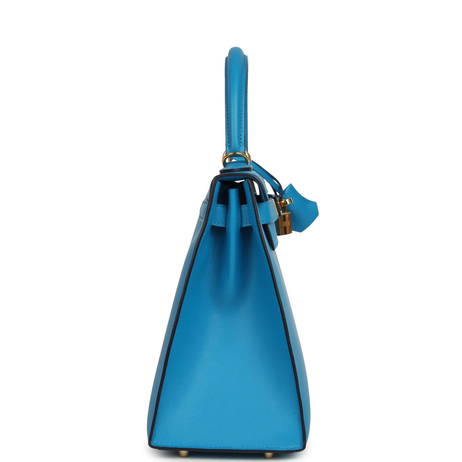 Pre-owned Hermes Kelly Sellier 28 Bleu Frida Madame Gold Hardware