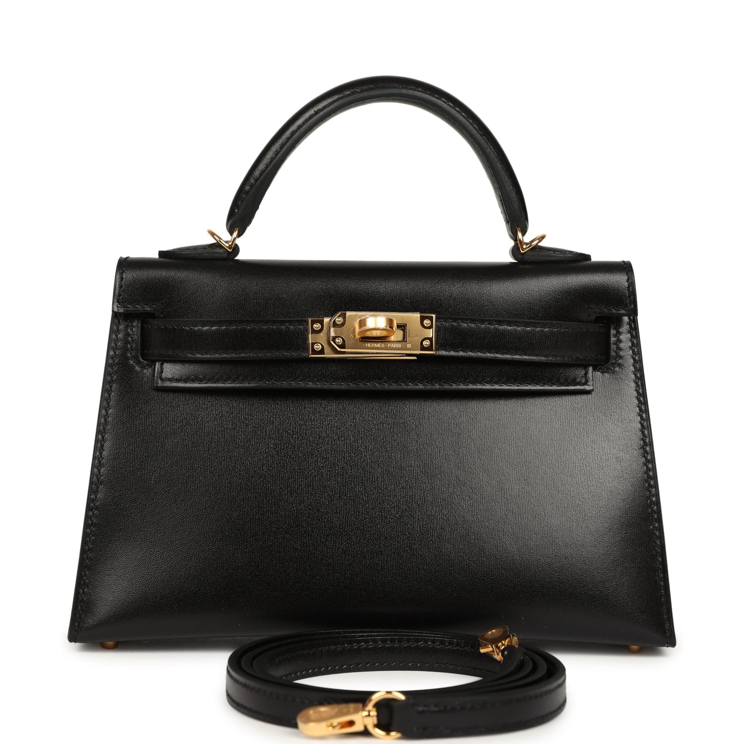 Hermes Kelly Sellier 20 Black Box Gold Hardware