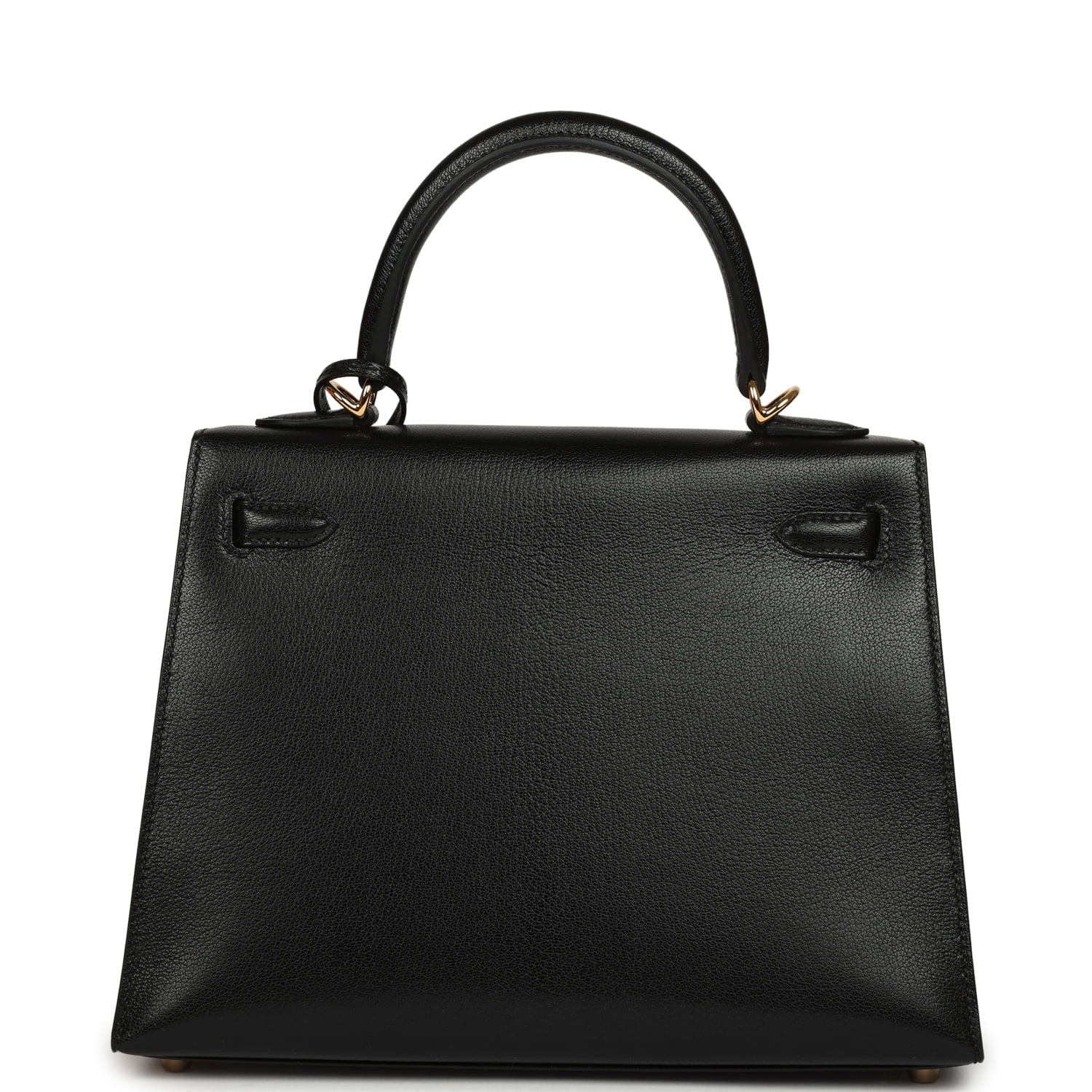 Hermes Kelly Sellier 25 Black Chevre Chamkila Gold Hardware