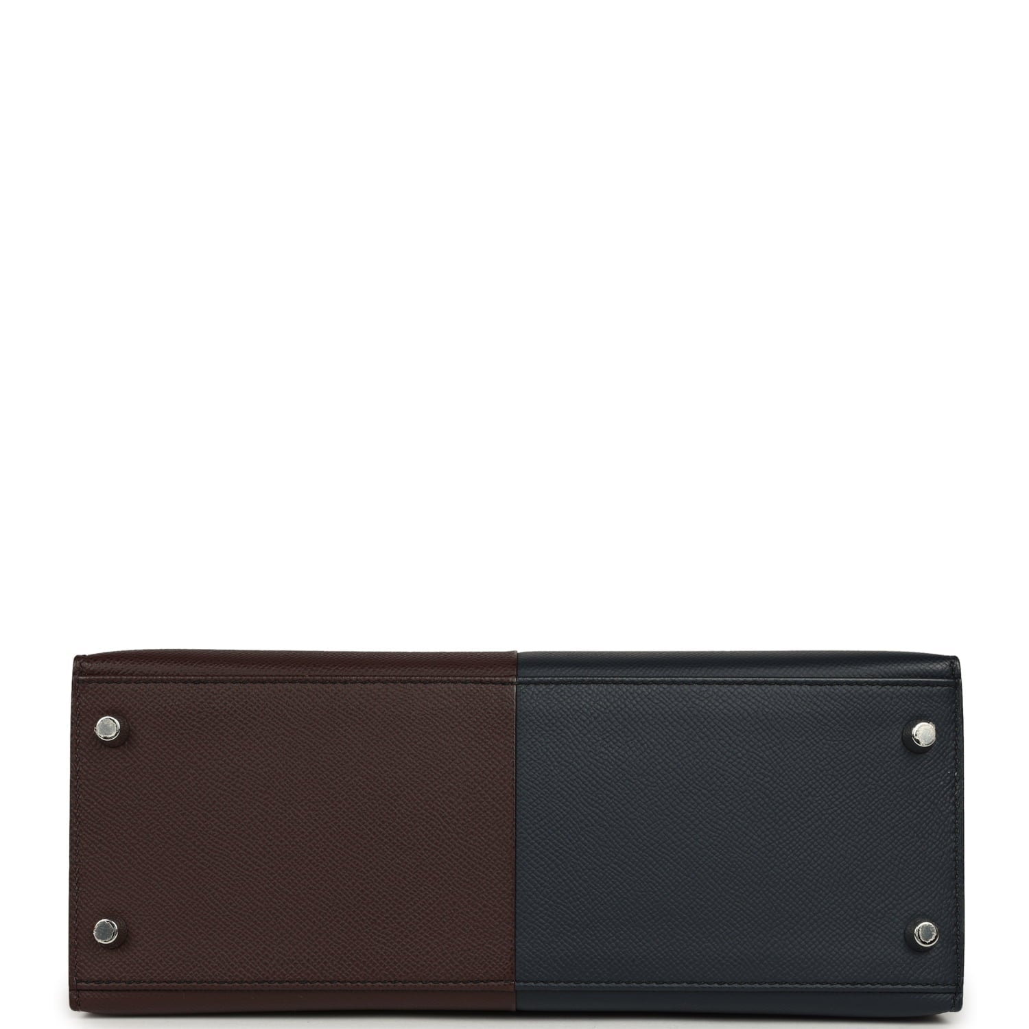 Pre-owned Hermes Kelly Sellier 28 Casaque Bleu Indigo and Rouge Sellier Epsom Palladium Hardware