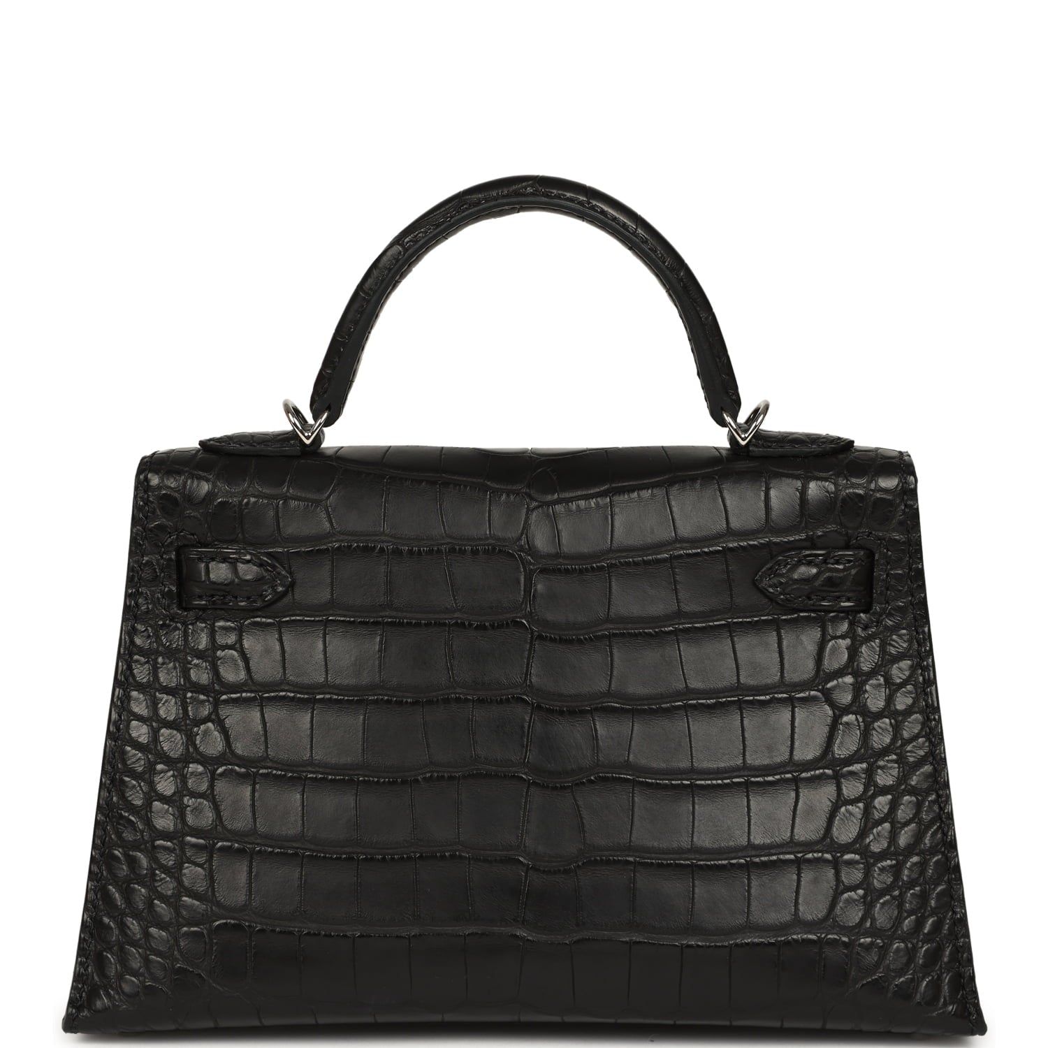 Hermes Kelly Sellier 20 Black Matte Alligator Palladium Hardware
