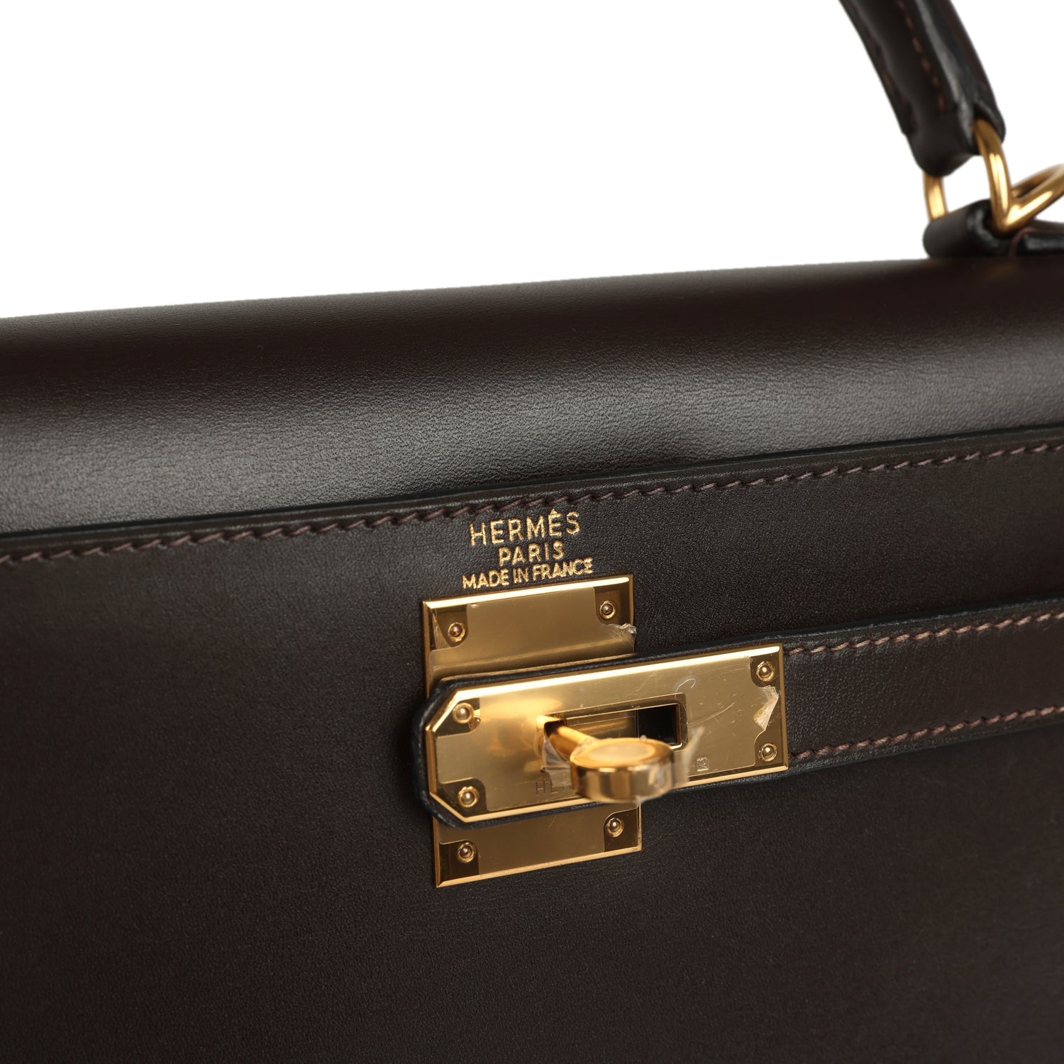 Vintage Hermes Kelly Sellier 28 Ebene Chamonix Gold Hardware
