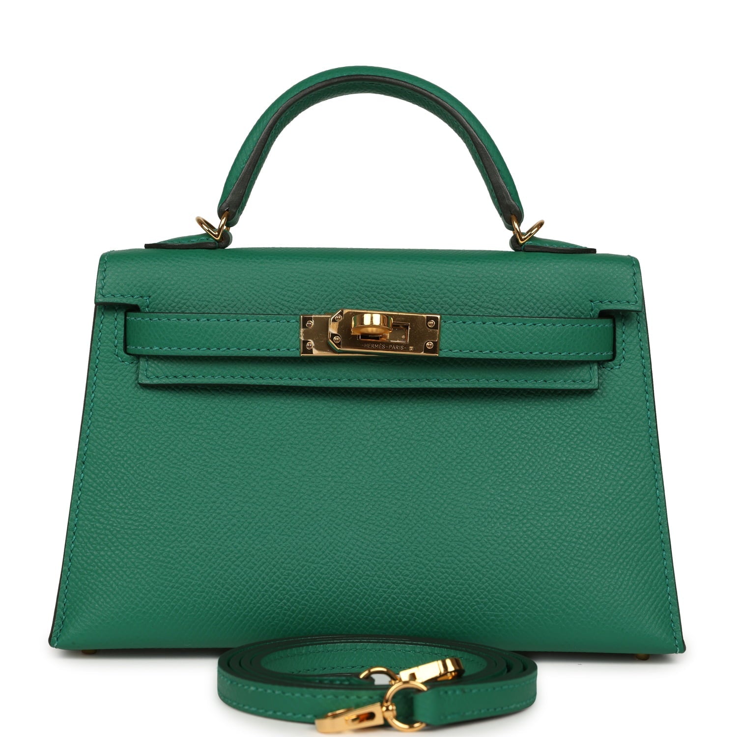Pre-owned Hermes Kelly Sellier 20 Vert Vertigo Epsom Gold Hardware