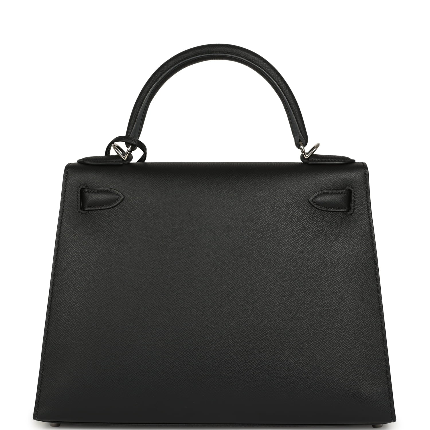 Pre-owned Hermes Kelly Sellier 28 Black Epsom Palladium Hardware