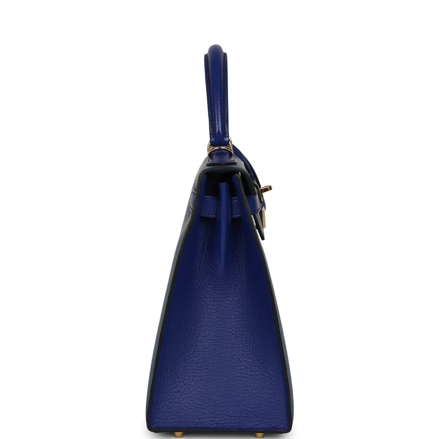 Pre-owned Hermes Special Order (HSS) Kelly Sellier 28 Bleu Electric and Bleu Saphir Chevre Mysore Permabrass Hardware