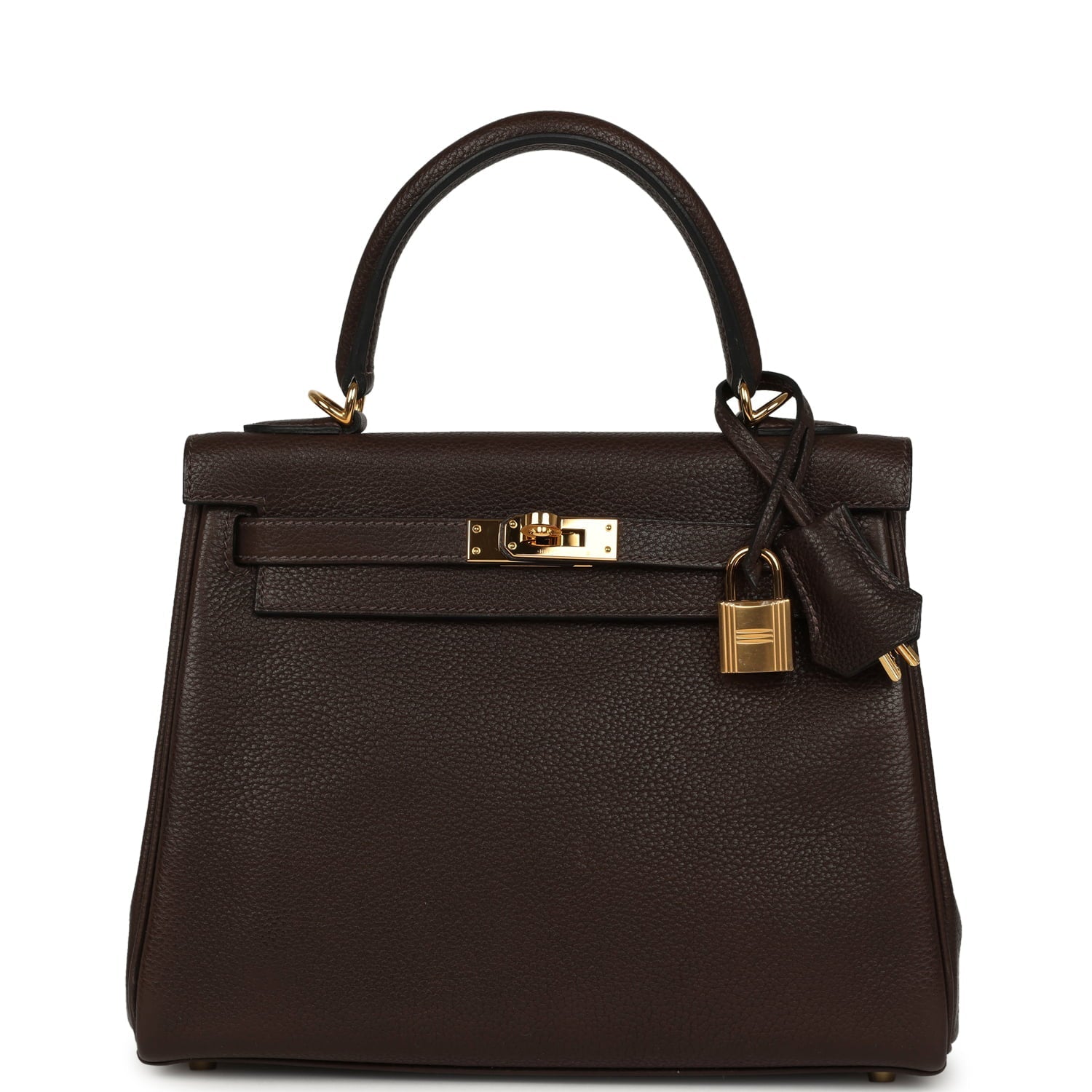 Pre-owned Hermes Kelly Retourne 25 Ebene Barenia Faubourg Gold Hardware