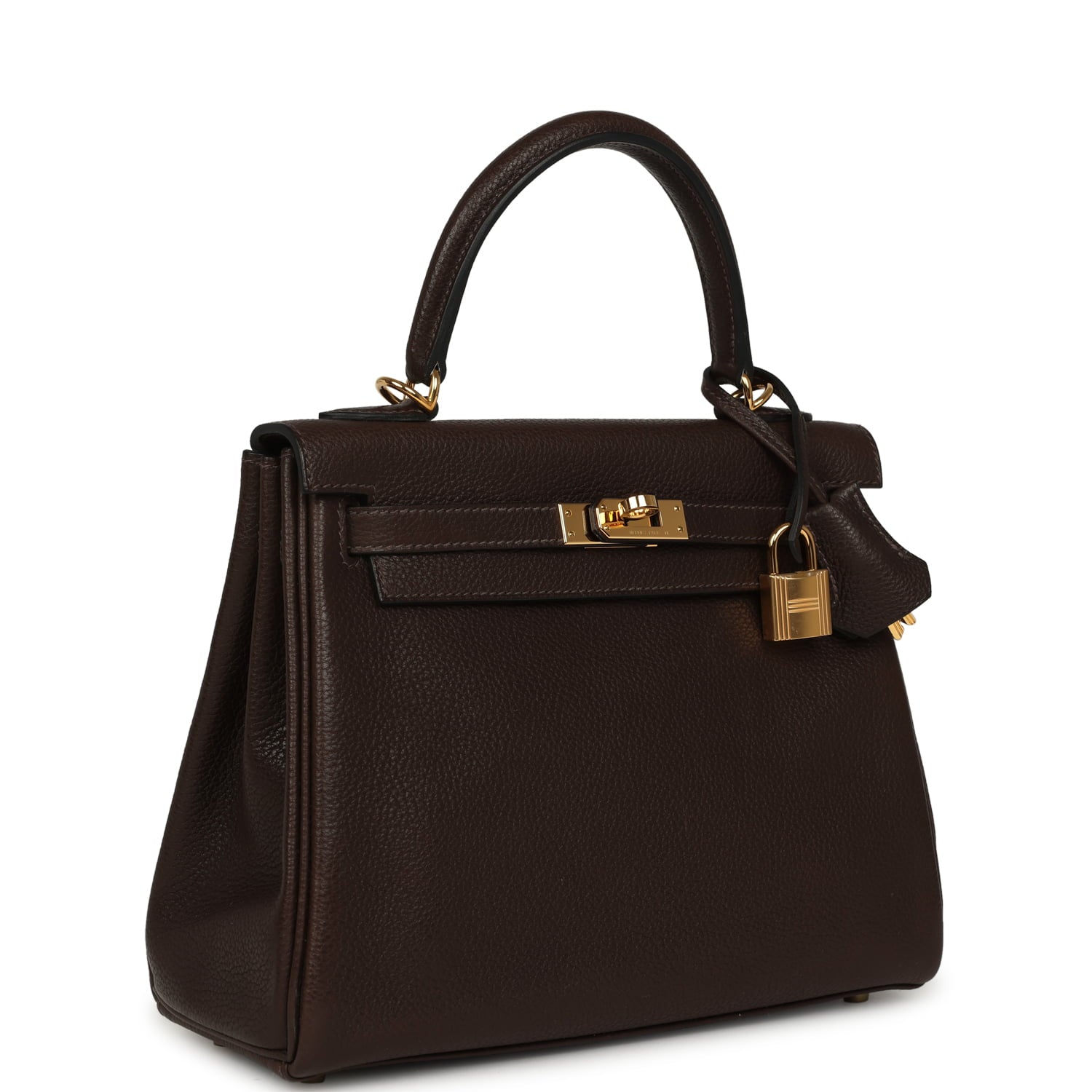 Pre-owned Hermes Kelly Retourne 25 Ebene Barenia Faubourg Gold Hardware