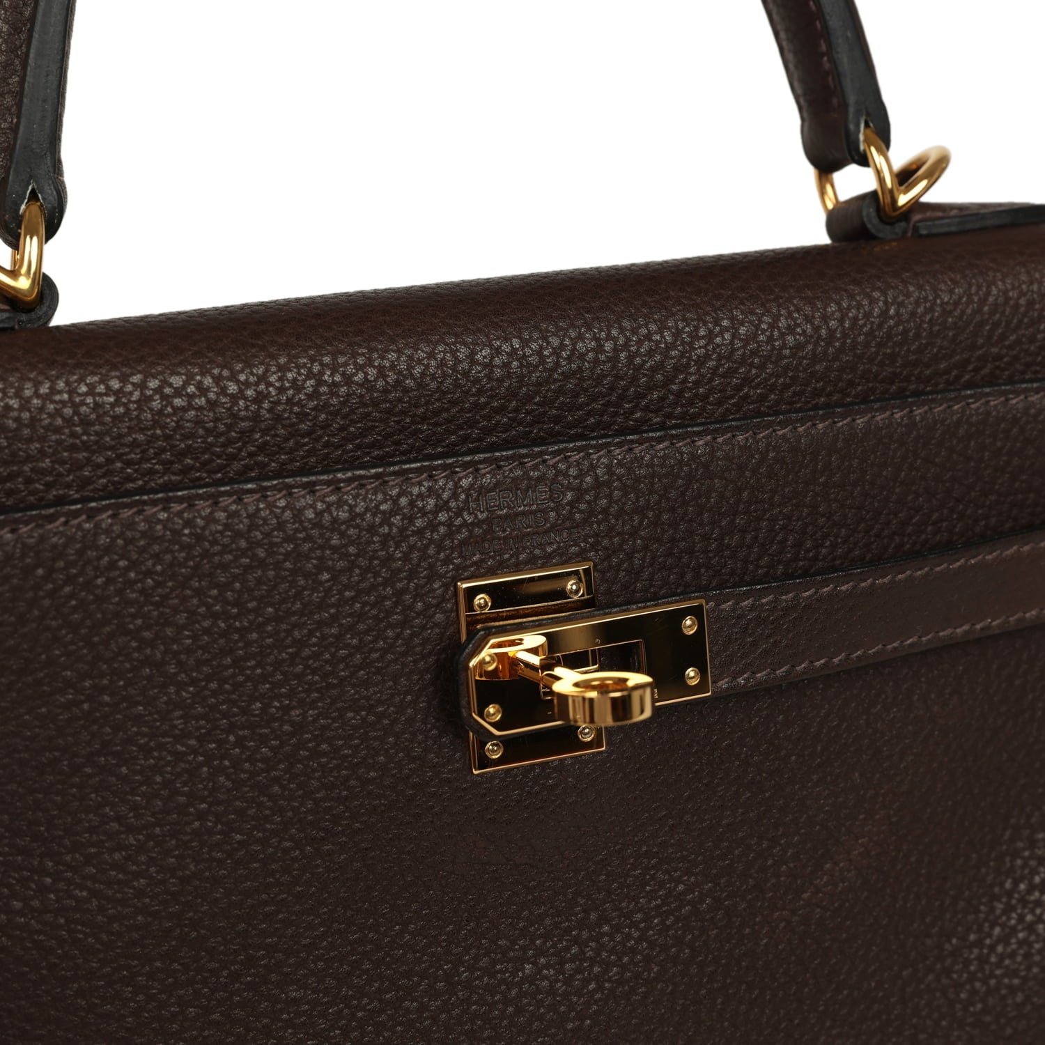 Pre-owned Hermes Kelly Retourne 25 Ebene Barenia Faubourg Gold Hardware