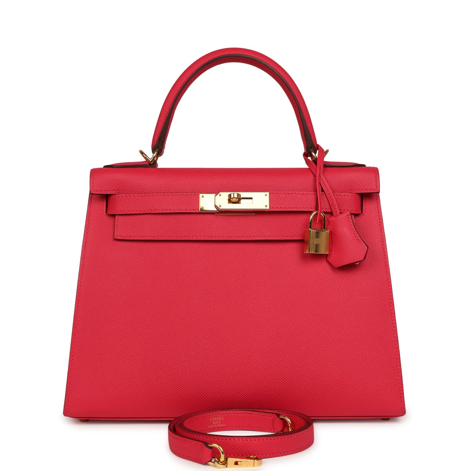 Pre-owned Hermes Kelly Sellier 28 Rose Extreme Epsom Gold Hardware