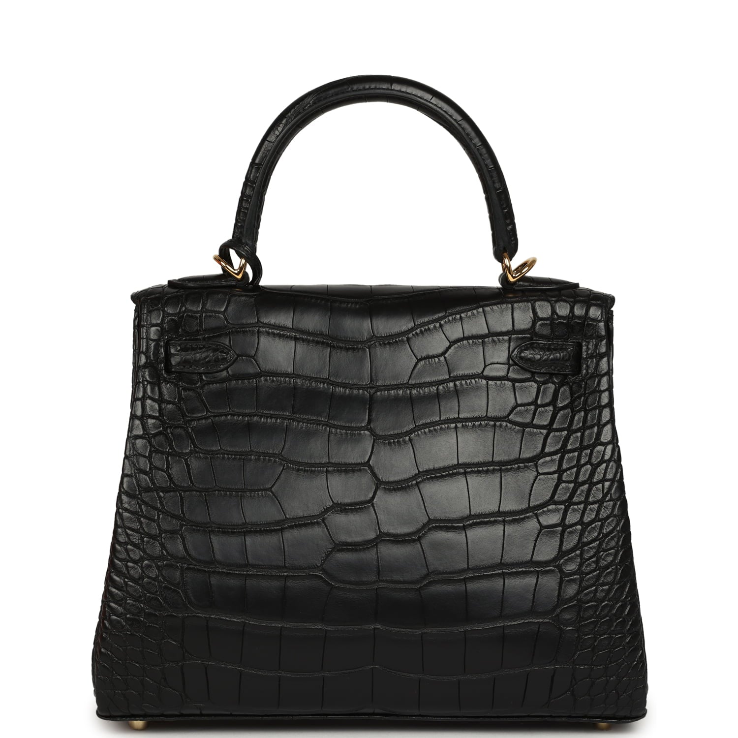 Hermes Kelly Retourne 25 Black Matte Alligator Gold Hardware