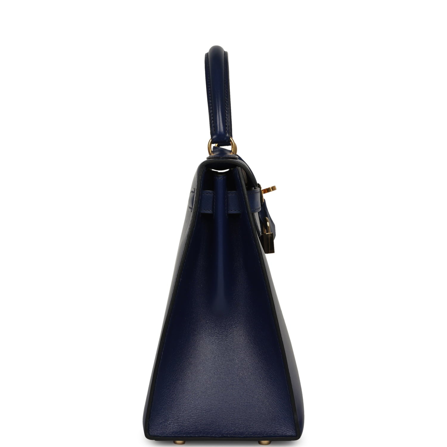 Vintage Hermes Kelly Sellier 28 Bleu Saphir Box Gold Hardware