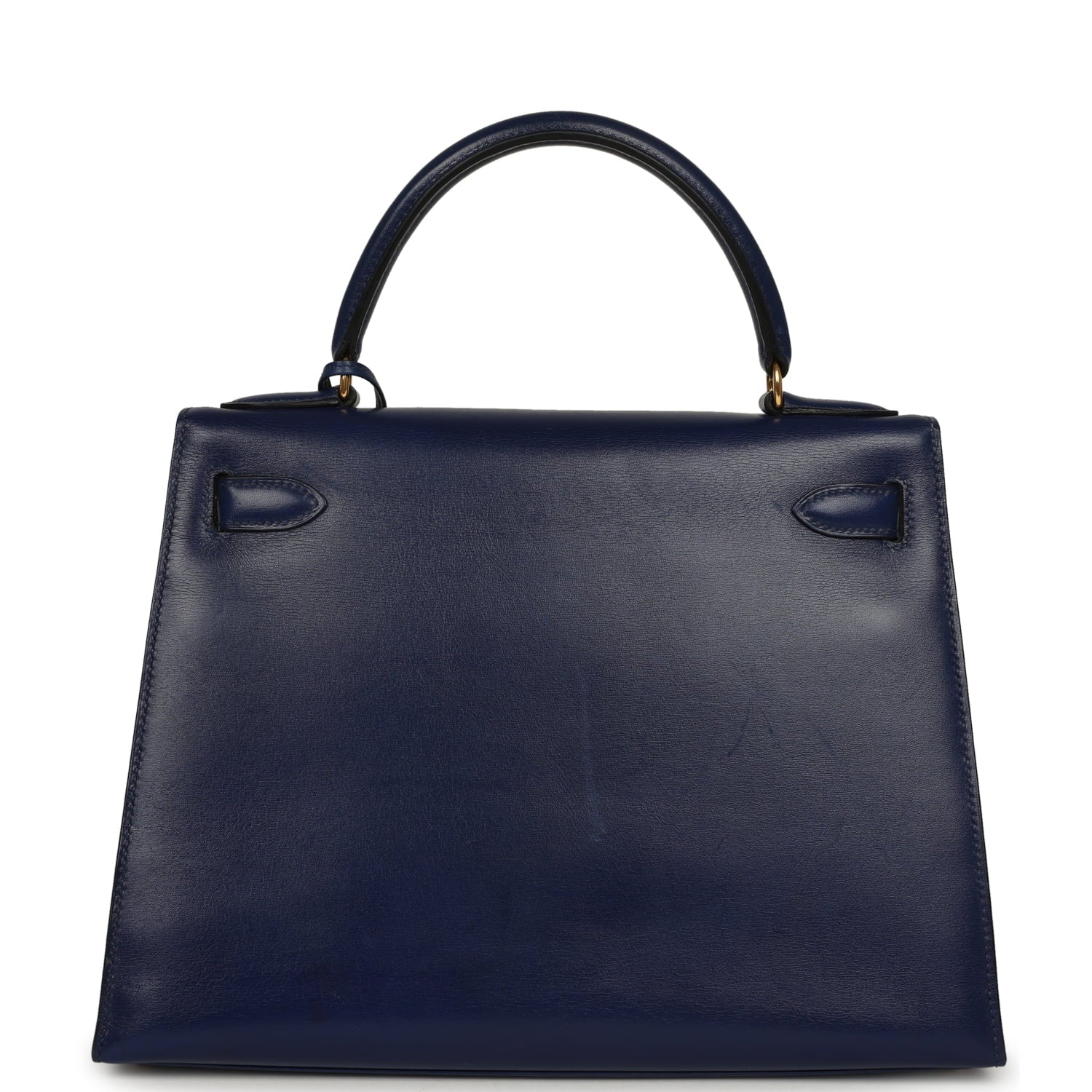 Vintage Hermes Kelly Sellier 28 Bleu Saphir Box Gold Hardware