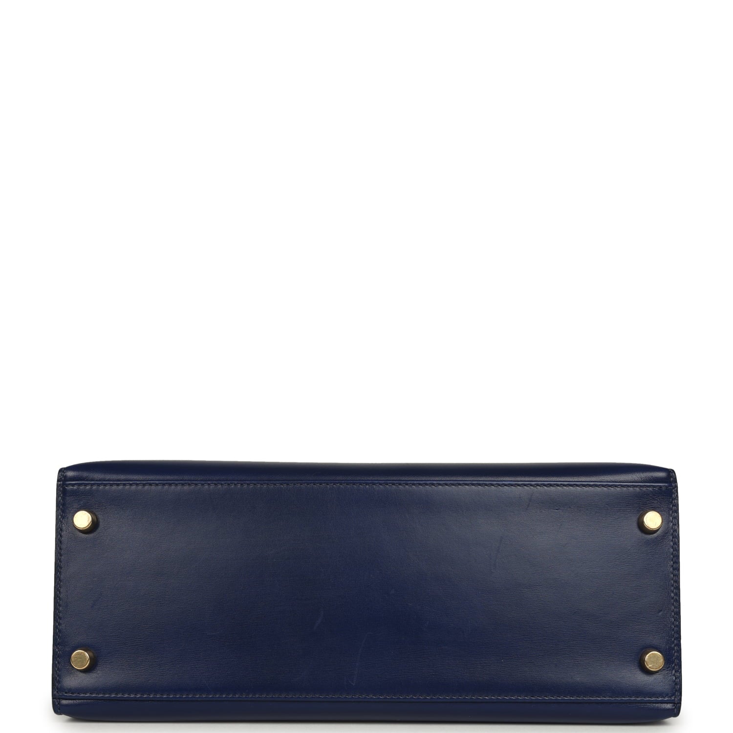 Vintage Hermes Kelly Sellier 28 Bleu Saphir Box Gold Hardware