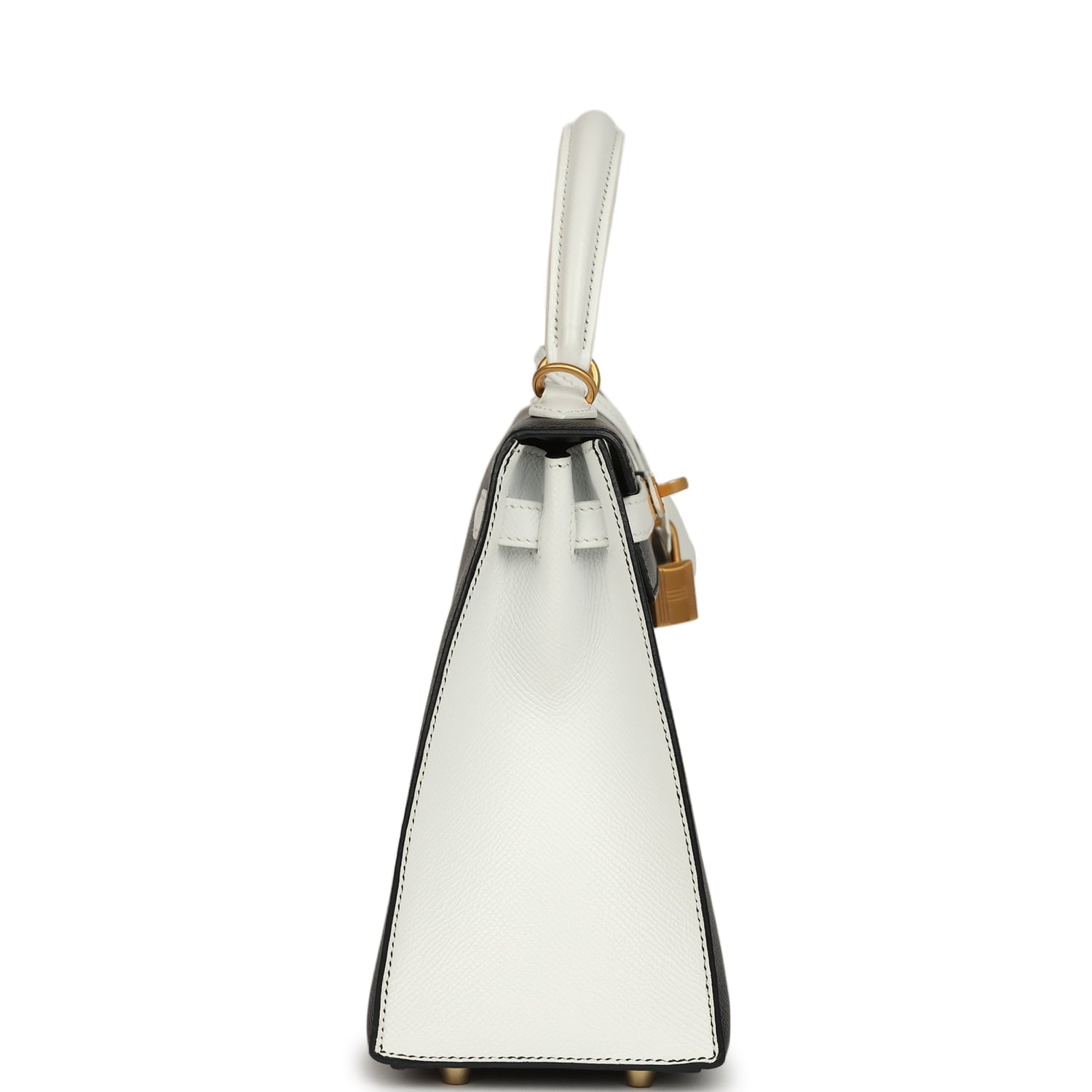 Hermes Special Order (HSS) Kelly Sellier 25 Black and White Epsom Brushed Gold Hardware