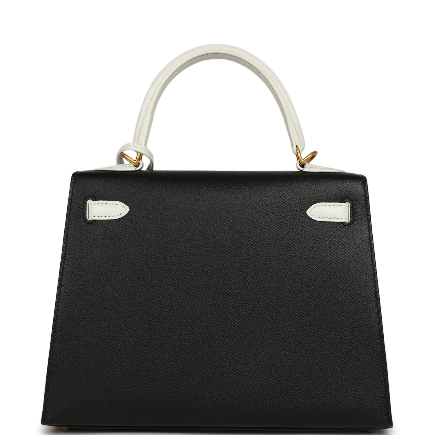 Hermes Special Order (HSS) Kelly Sellier 25 Black and White Epsom Brushed Gold Hardware
