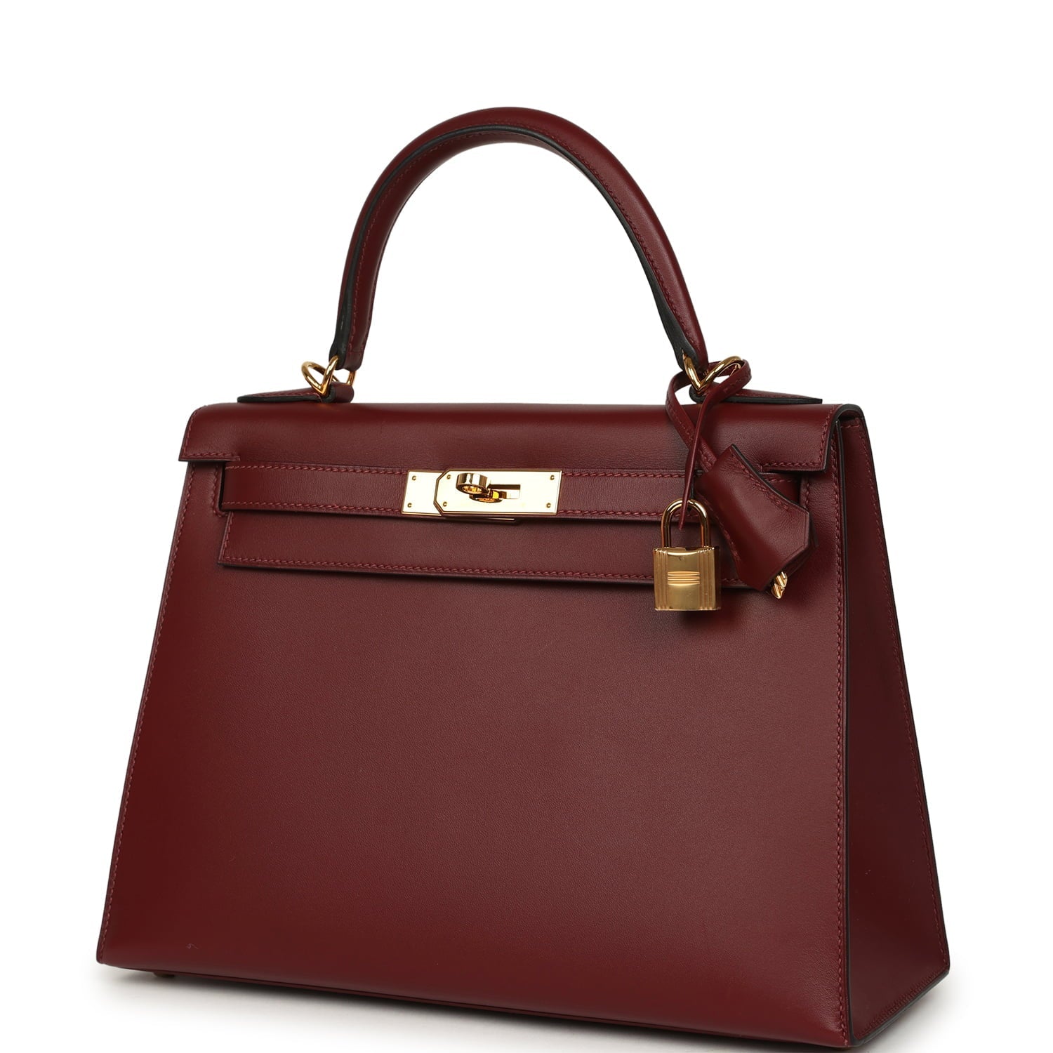 Pre-owned Hermes Kelly Sellier 28 Rouge H Sombrero Gold Hardware