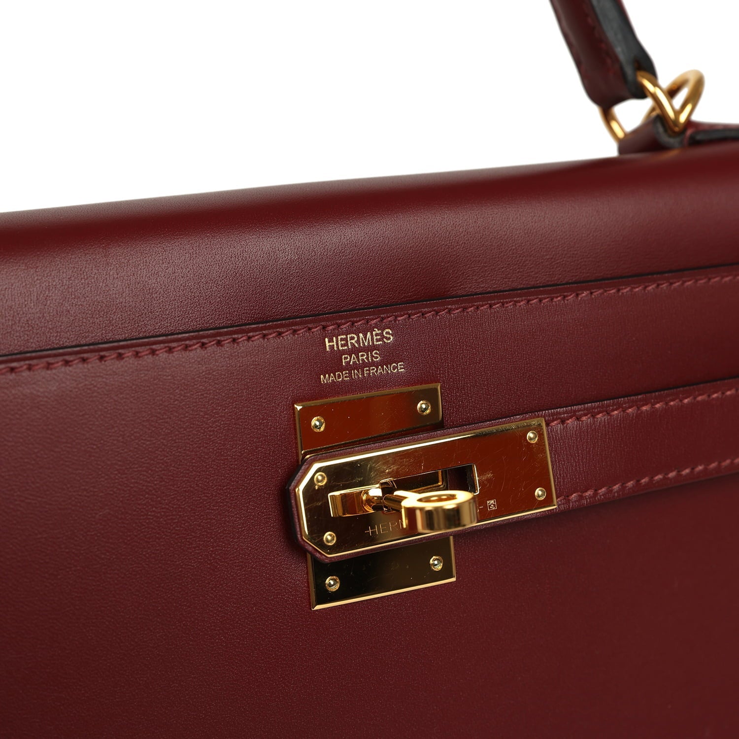 Pre-owned Hermes Kelly Sellier 28 Rouge H Sombrero Gold Hardware