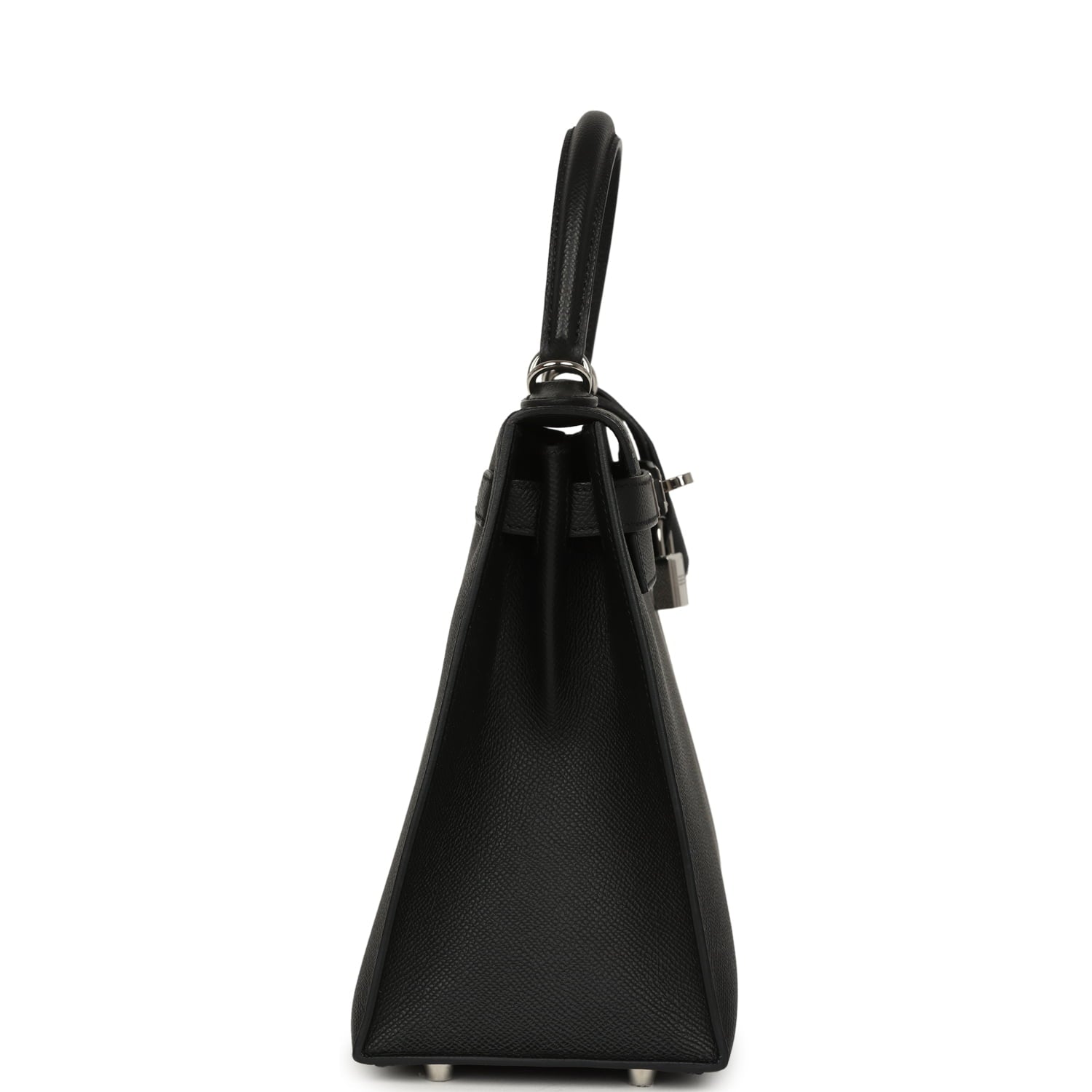 Pre-owned Hermes Kelly Sellier 28 Black Epsom Palladium Hardware