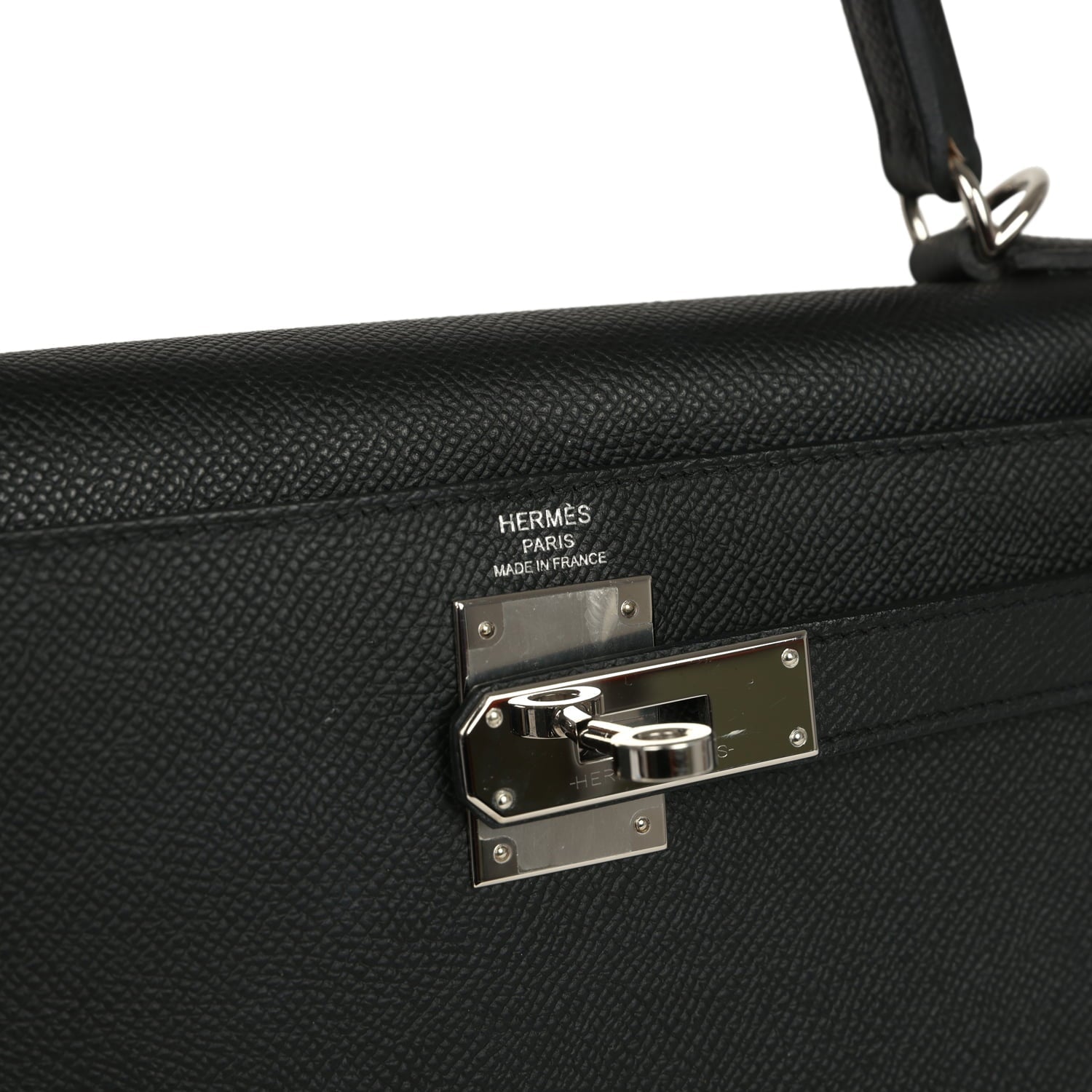 Pre-owned Hermes Kelly Sellier 28 Black Epsom Palladium Hardware