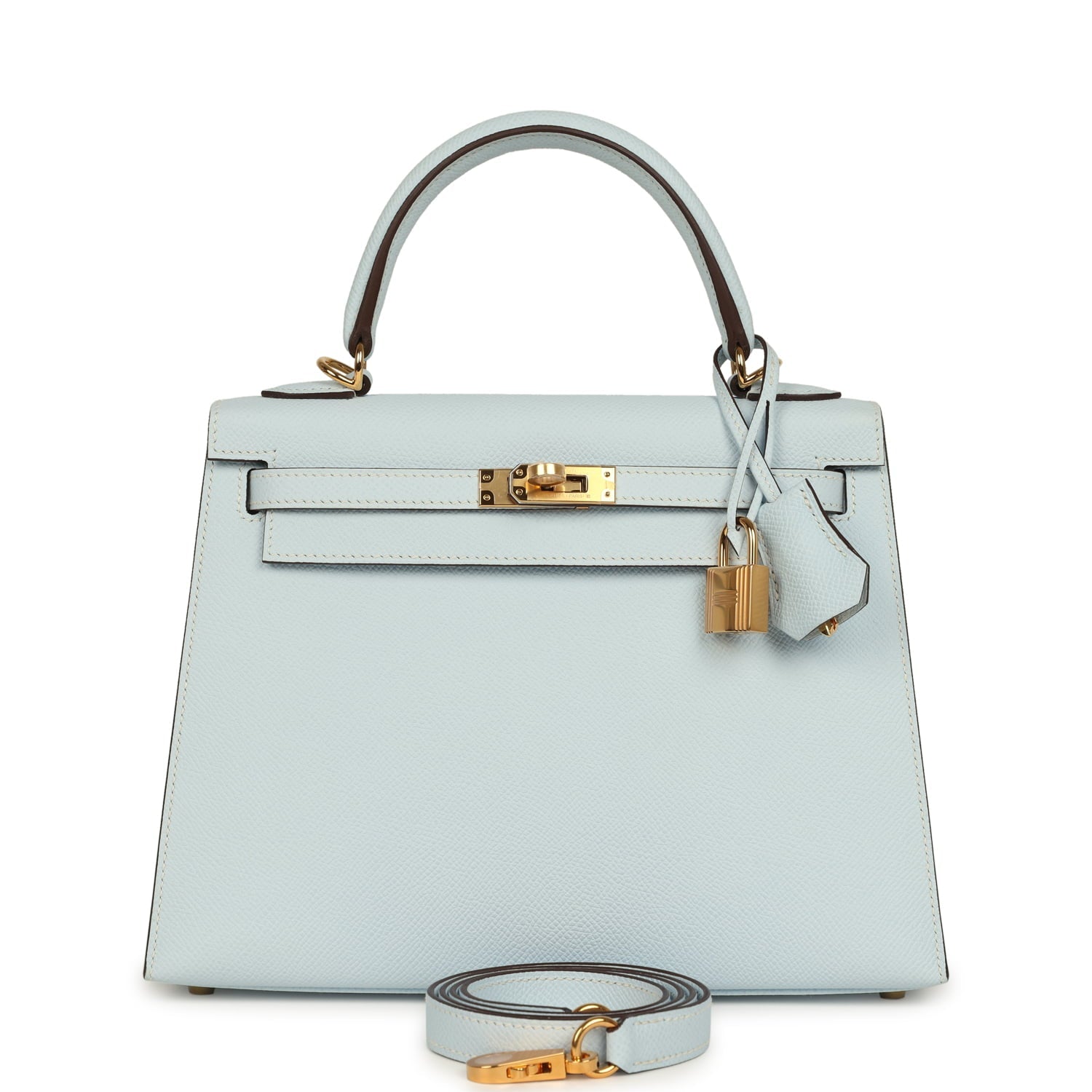 Hermes Kelly Sellier 25 Bleu Brume Epsom Gold Hardware