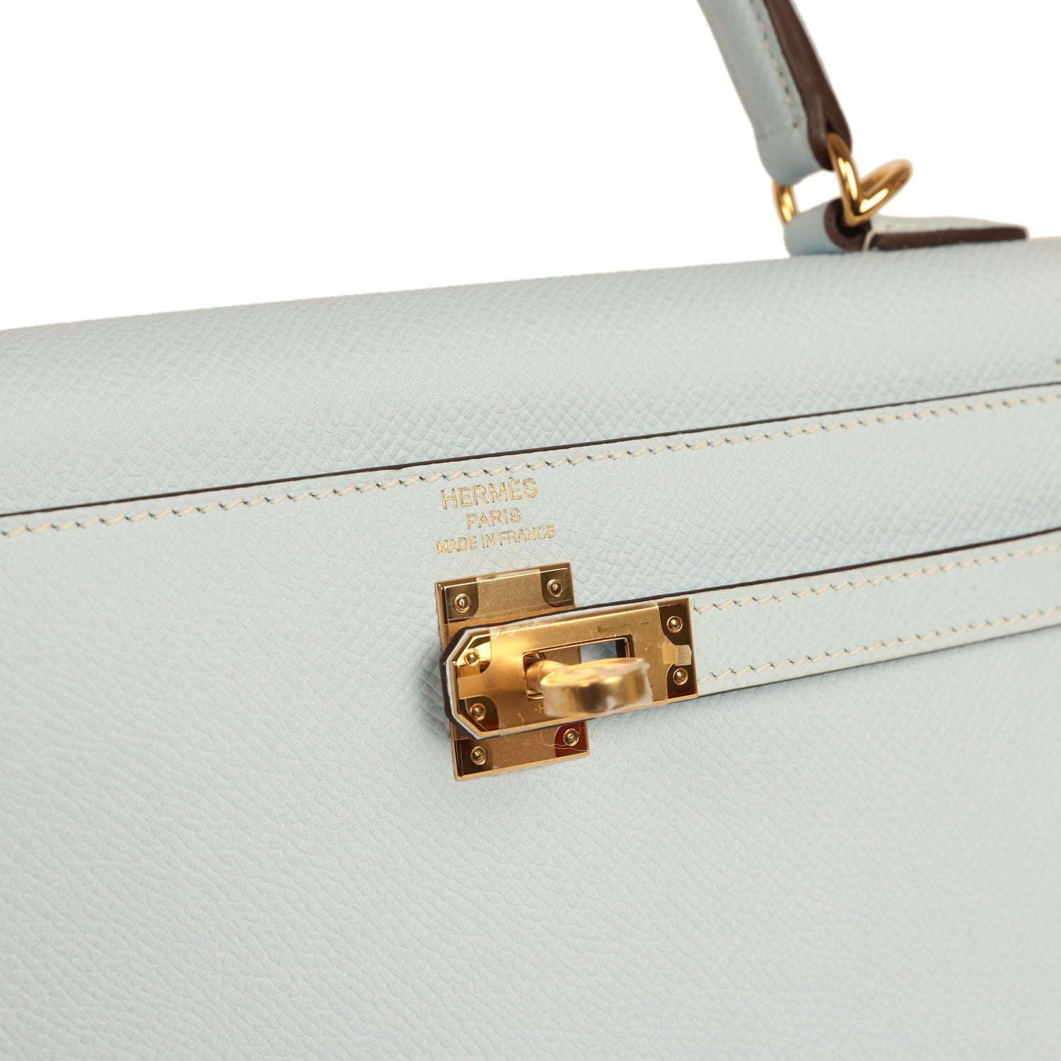 Hermes Kelly Sellier 25 Bleu Brume Epsom Gold Hardware
