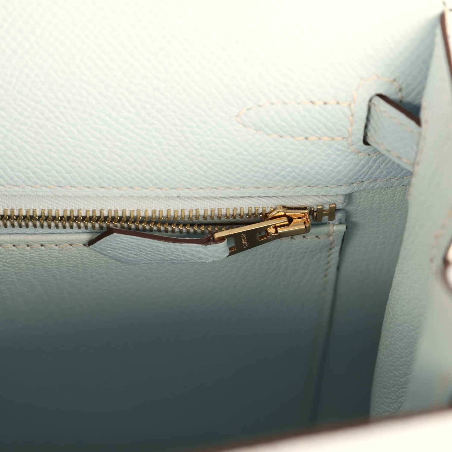 Hermes Kelly Sellier 25 Bleu Brume Epsom Gold Hardware