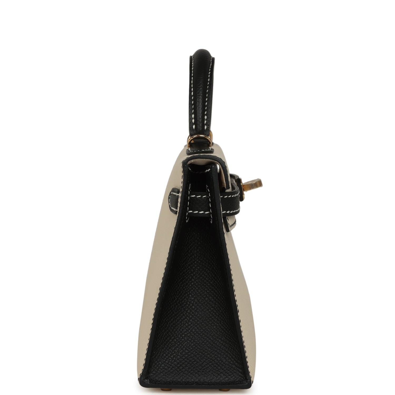 Hermes Special Order (HSS) Kelly Sellier 20 Craie and Black Epsom Permabrass Hardware